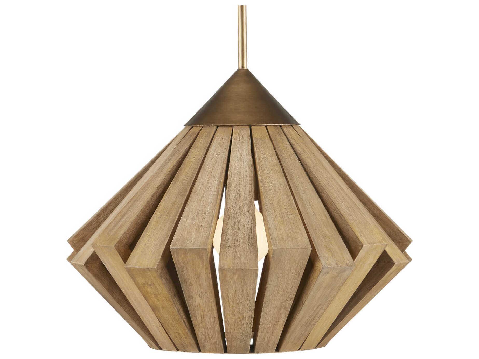 Currey & Company Plunge 1-Light Brass Toffee Brown Geometric Pendant