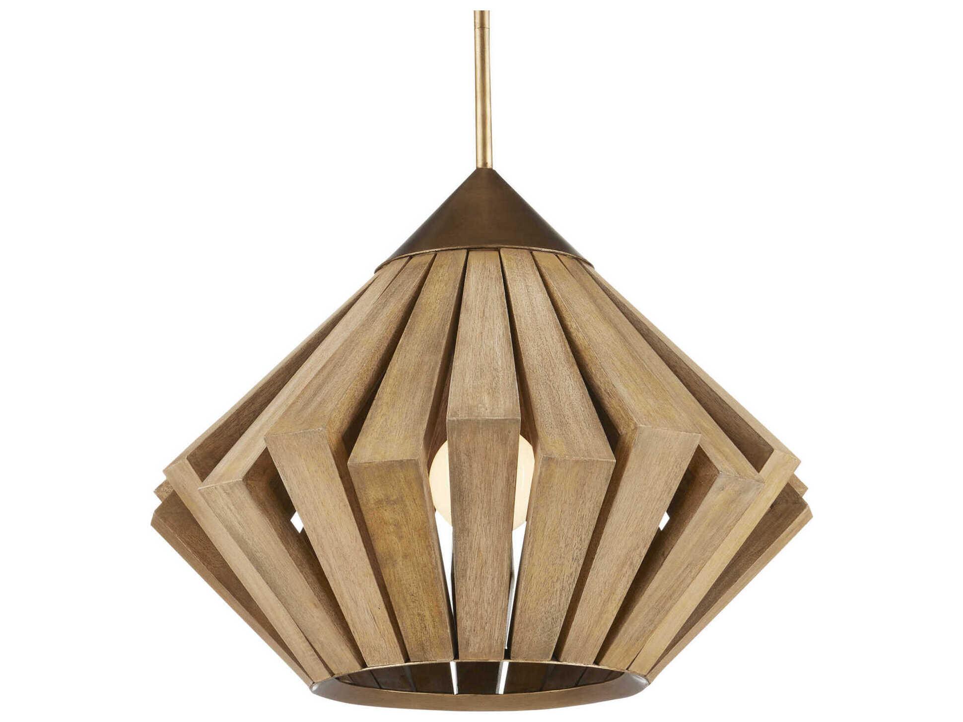 Currey & Company Plunge 1-Light Brass Toffee Brown Geometric Pendant