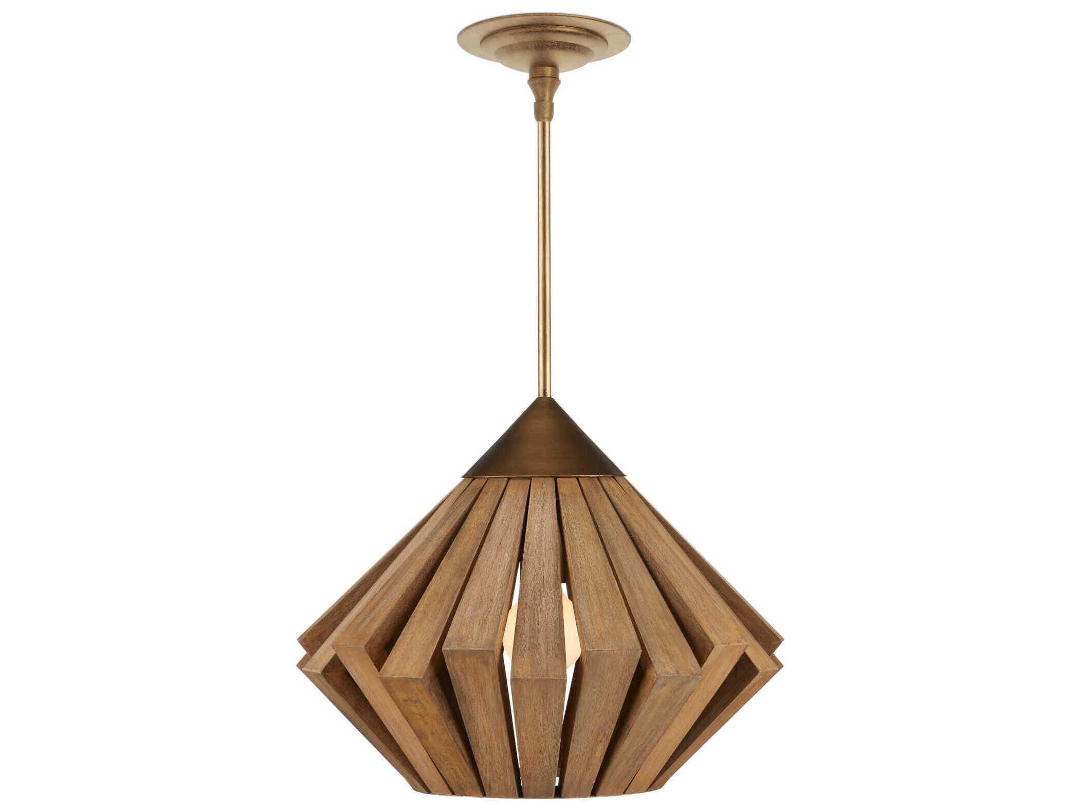 Currey & Company Plunge 1-Light Brass Toffee Brown Geometric Pendant