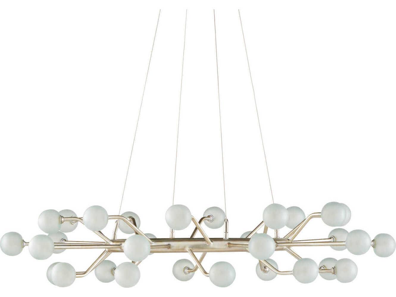 Currey & Company Chaldea 30-Light Contemporary Silver Leaf Glass Globe Chandelier