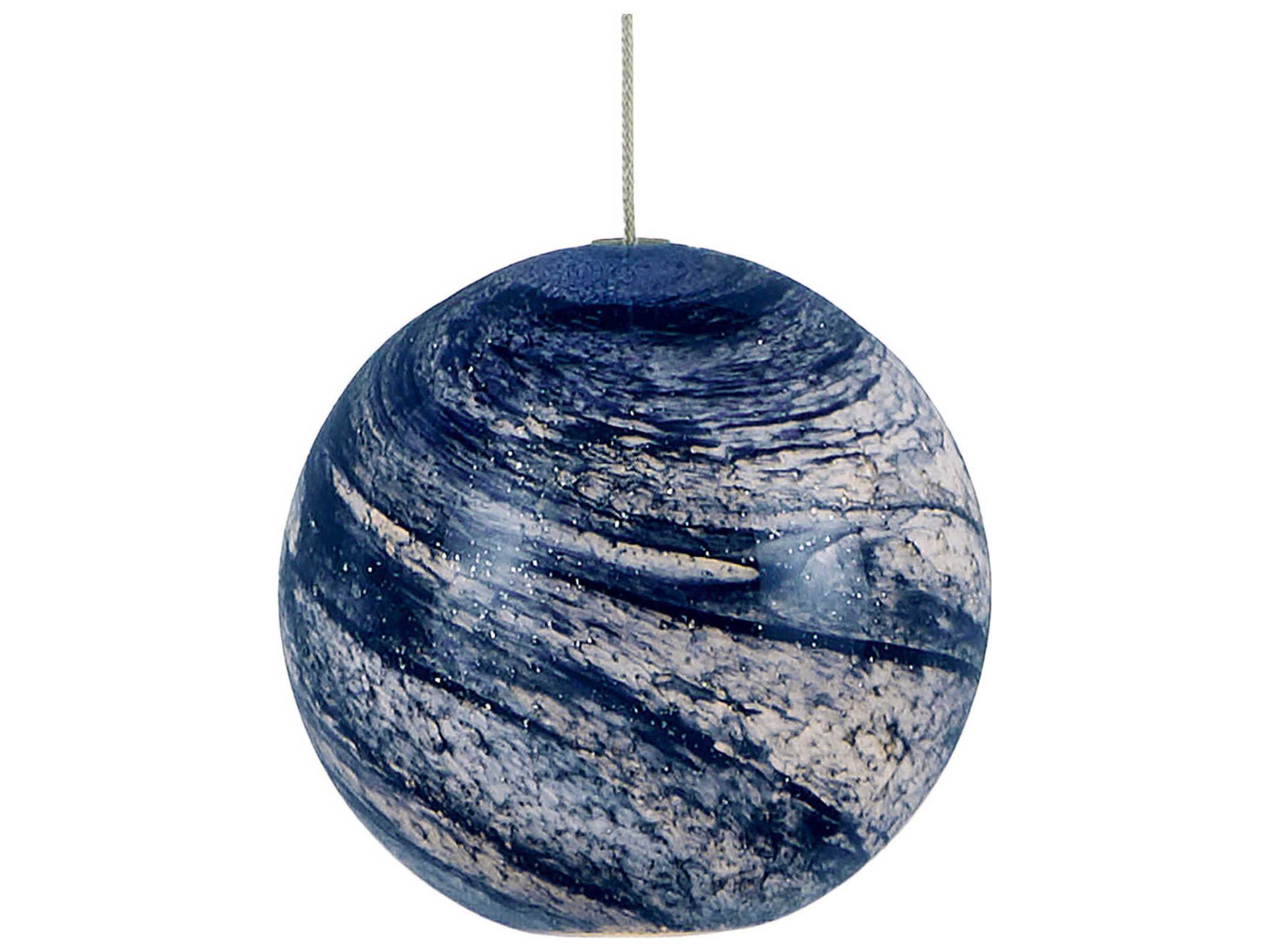 Currey & Company Palatino 15-Light Blue Marbeled Silver Glass Globe Pendant
