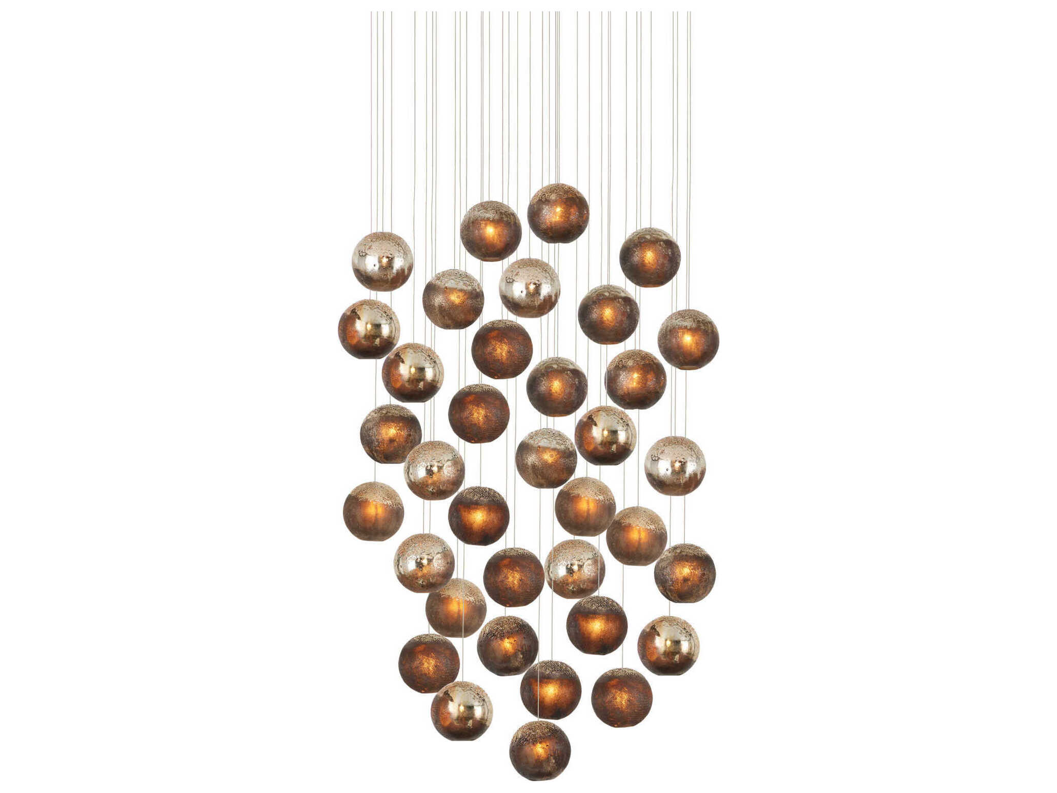 Currey & Company Pathos 36-Light Black Glass Globe Pendant