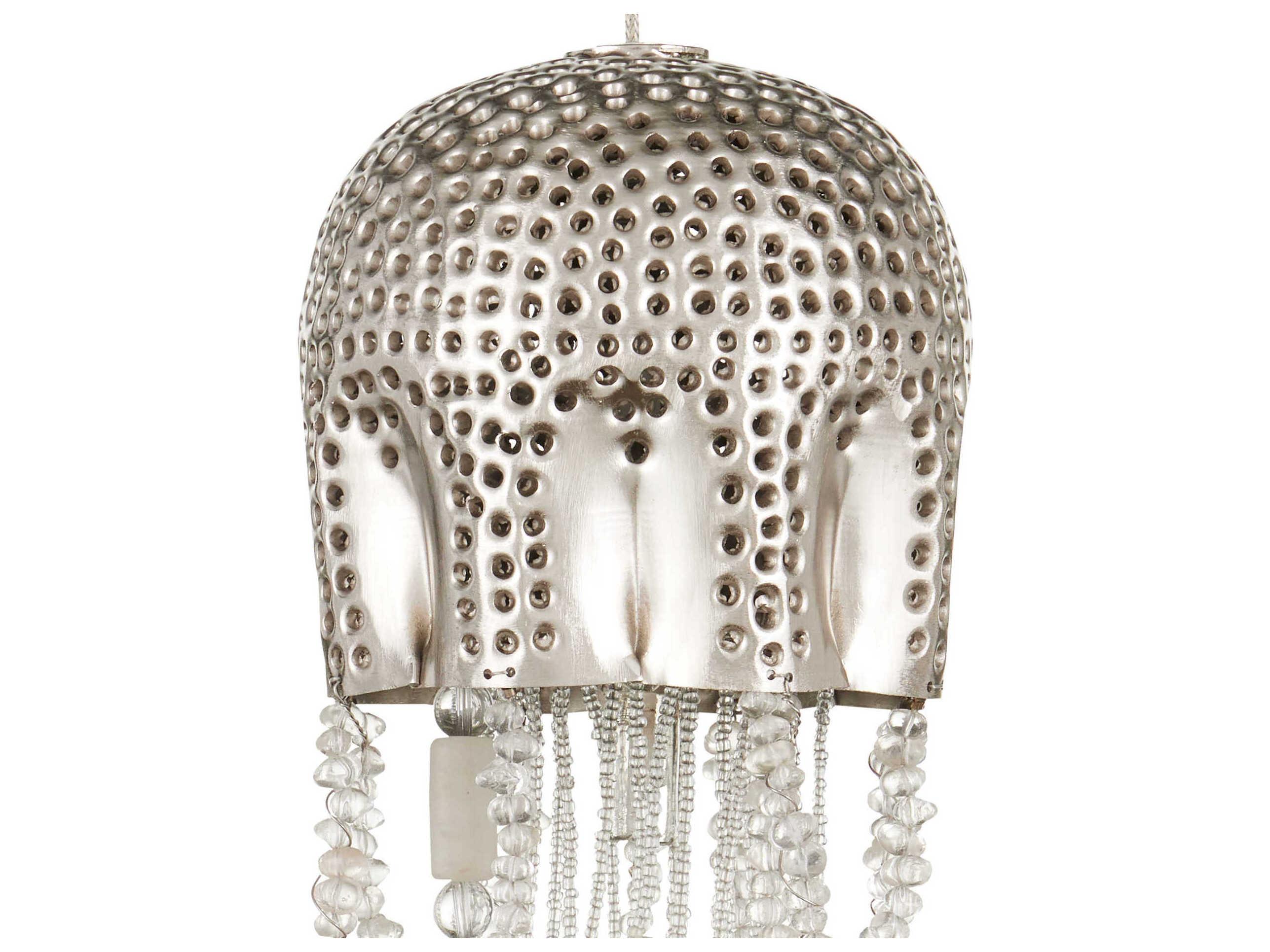 Currey & Company Medusa 1-Light Nickel Silver Glass Bowl Mini Pendant