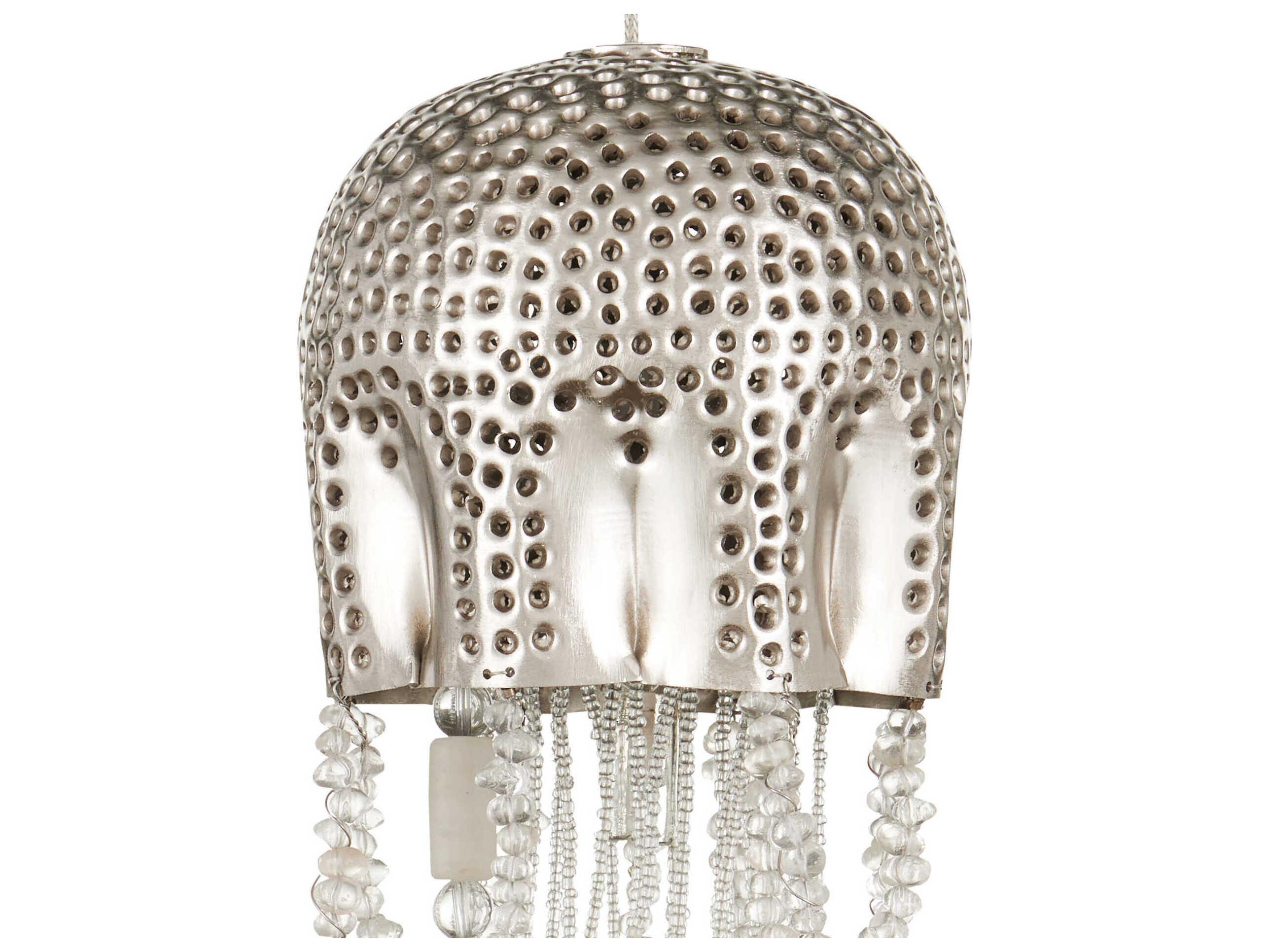 Currey & Company Medusa 15-Light Nickel Silver Glass Bowl Tiered Pendant