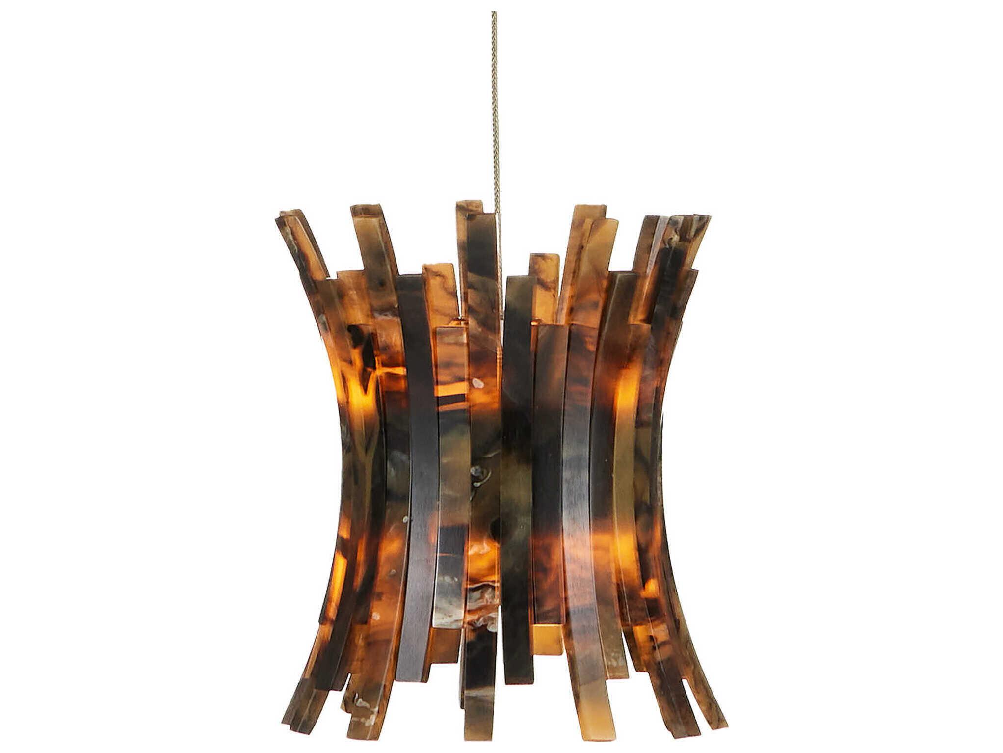 Currey & Company Alsop 7-Light Brown Black Silver Geometric Tiered Pendant