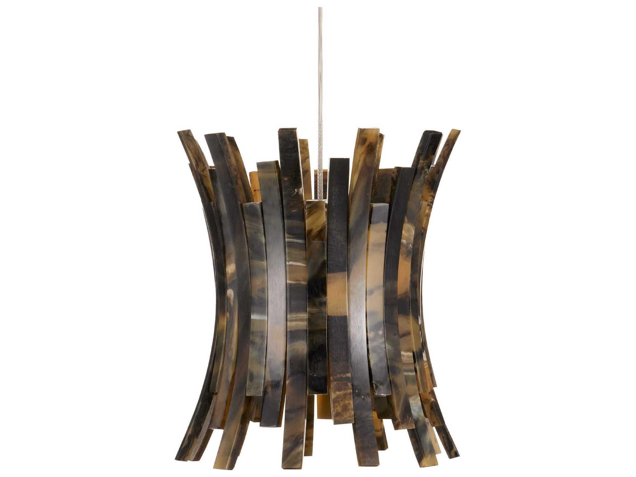 Currey & Company Alsop 15-Light Brown Black Silver Geometric Tiered Pendant