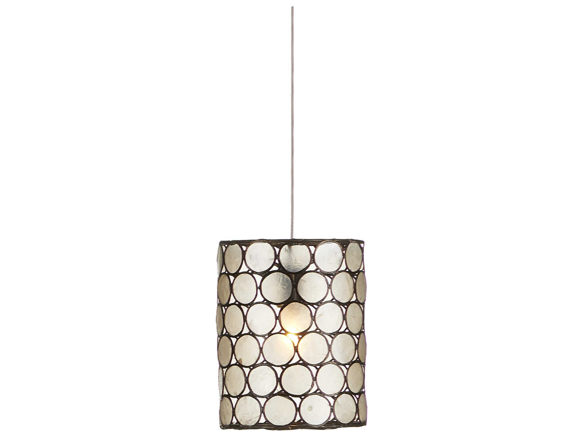 Currey & Company Regatta 1-Light Cupertino Silver Black Drum Mini Pendant