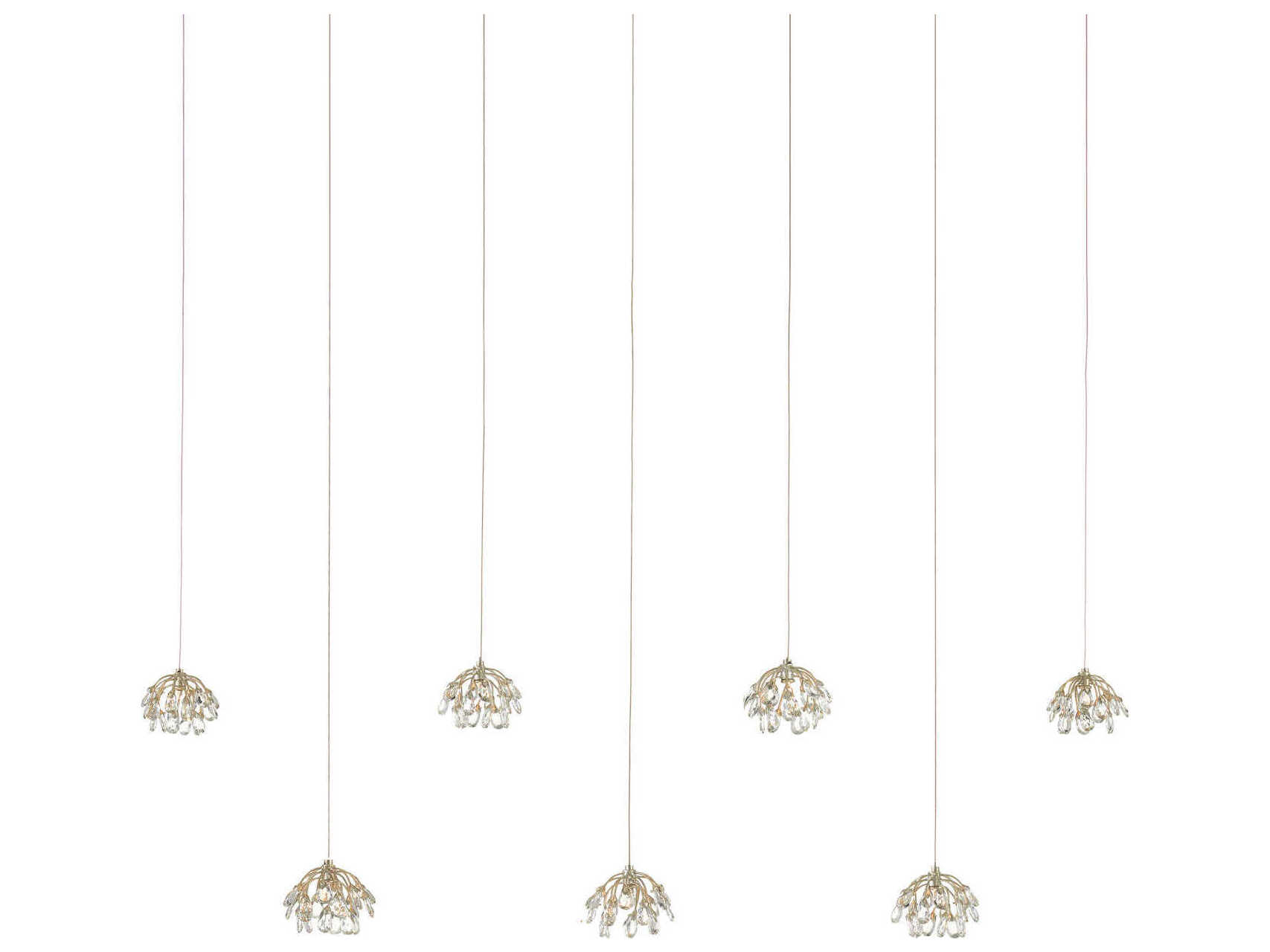 Currey & Company Crystal Bud 7-Light contemporary Silver silver Clear Geometric Tiered Island Pendant