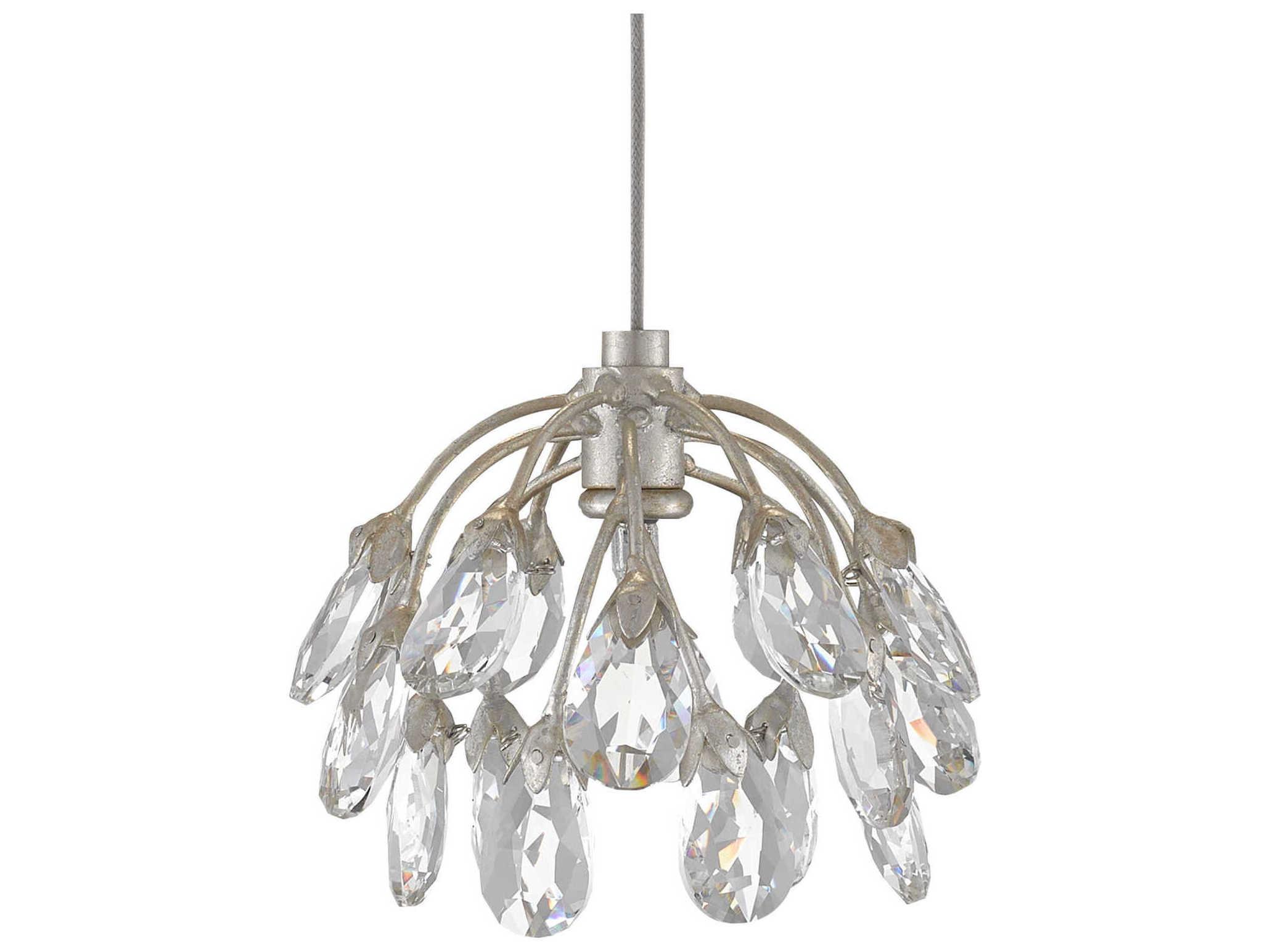 Currey & Company Crystal Bud 7-Light contemporary Silver silver Clear Geometric Tiered Island Pendant