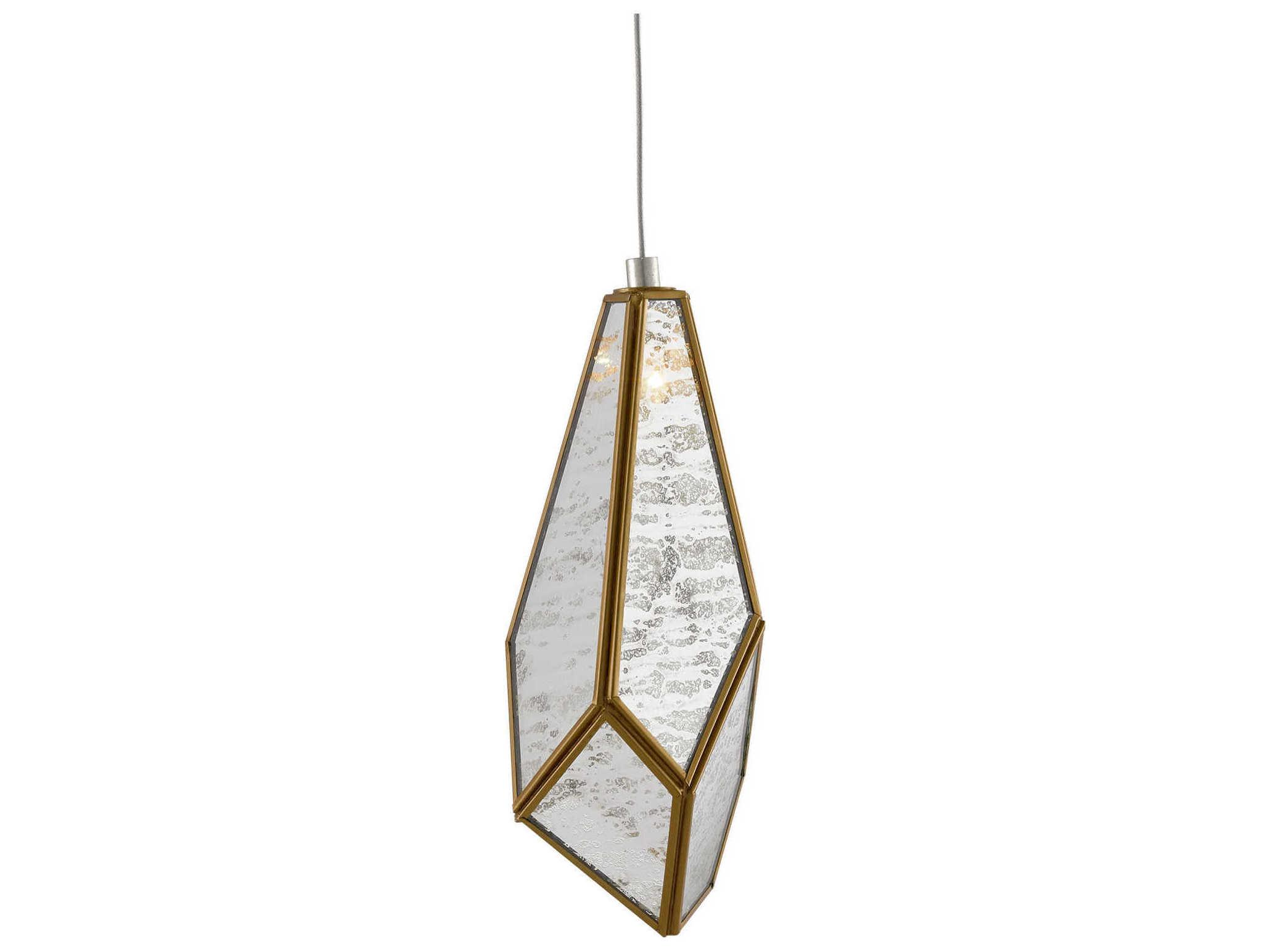 Currey & Company Glace 7-Light Raj Mirror Antique Brass Silver Geometric Tiered Island Pendant