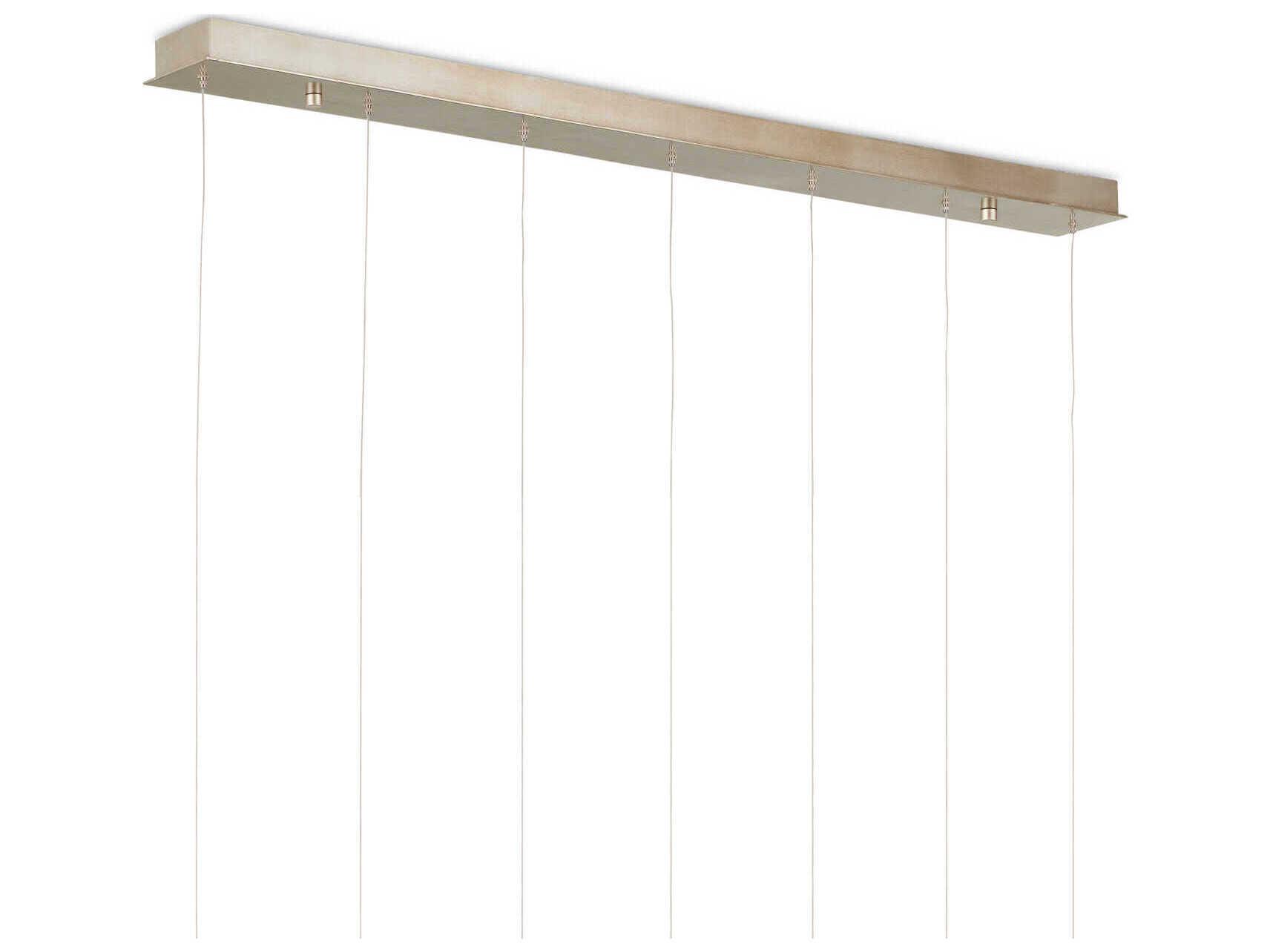 Currey & Company Glace 7-Light Raj Mirror Antique Brass Silver Geometric Tiered Island Pendant