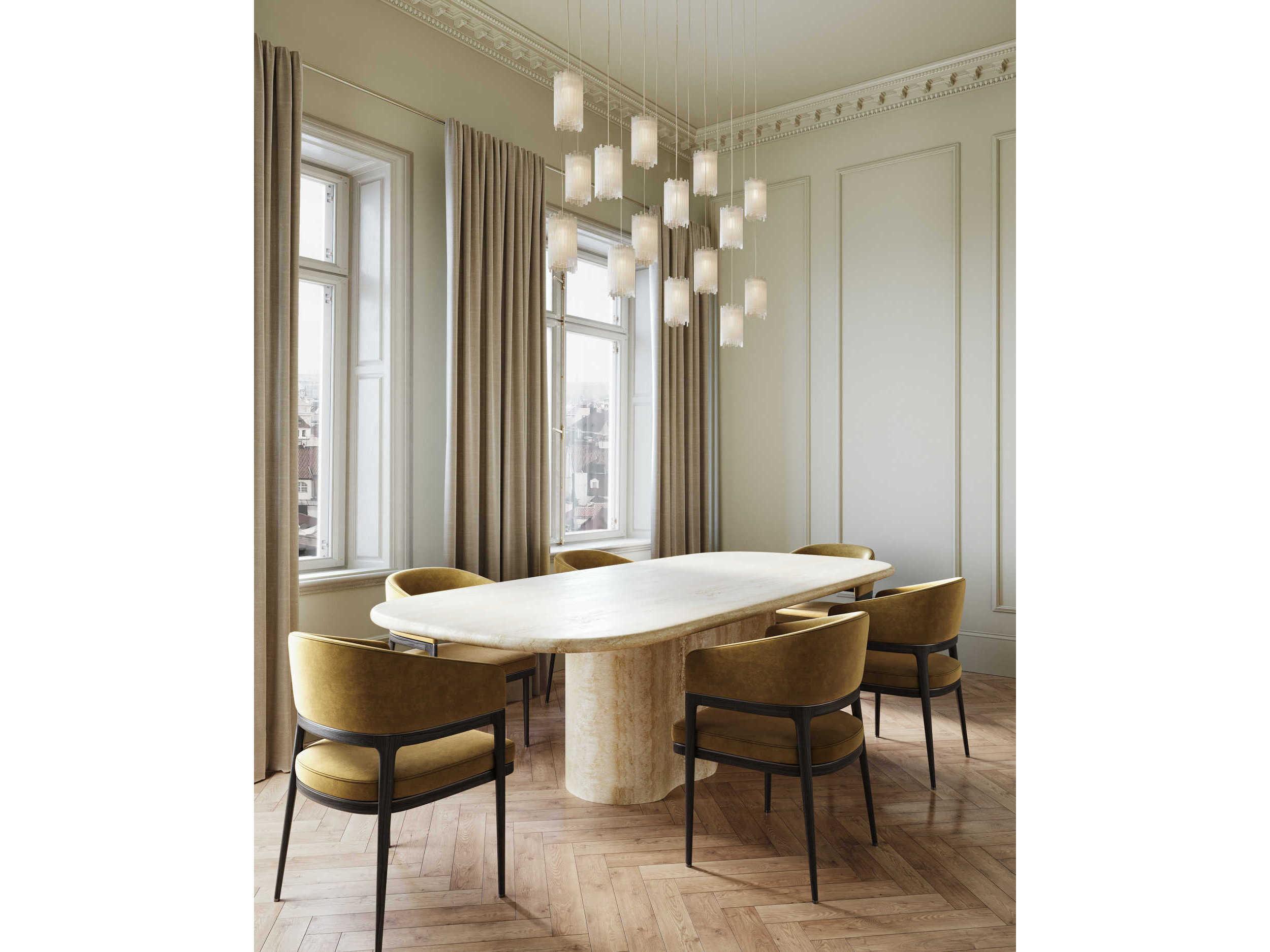 Currey & Company Escenia 7-Light Frosted Silver White Glass Cylinder Tiered Island Pendant