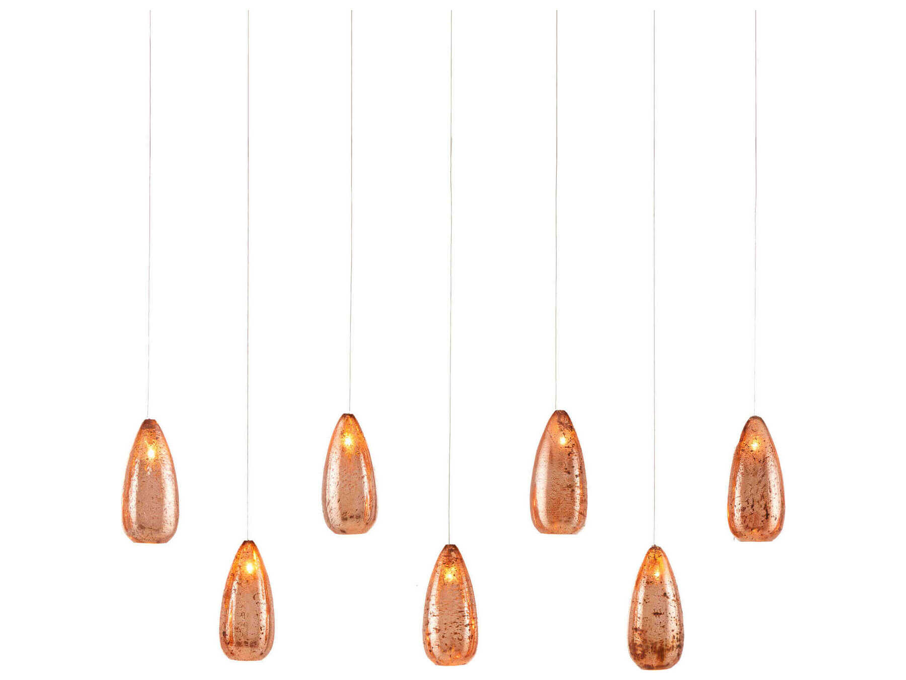 Currey & Company Rame 7-Light Copper Silver Glass Geometric Tiered Island Pendant