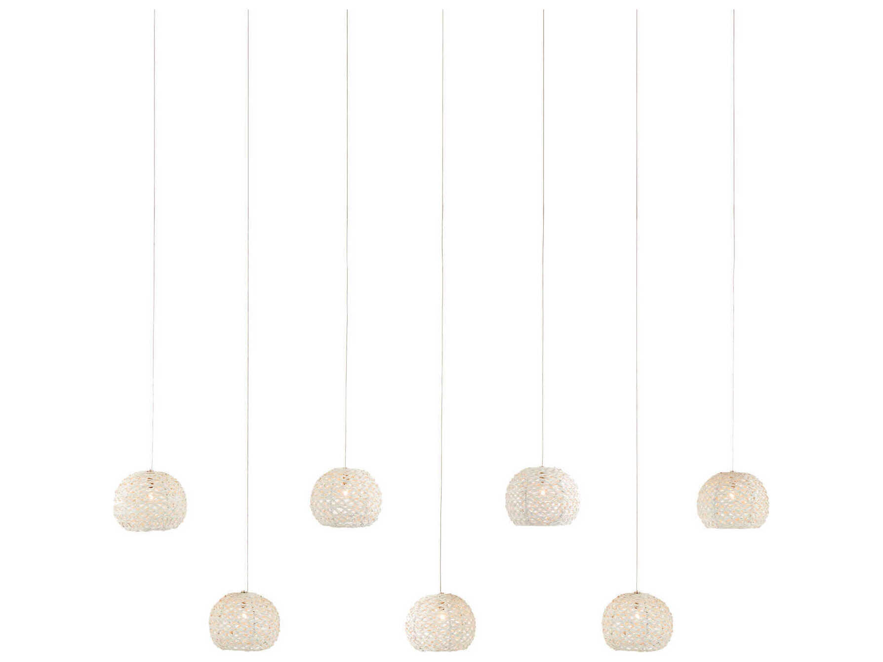 Currey & Company Piero 7-Light Sugar White Silver Globe Tiered Island Pendant