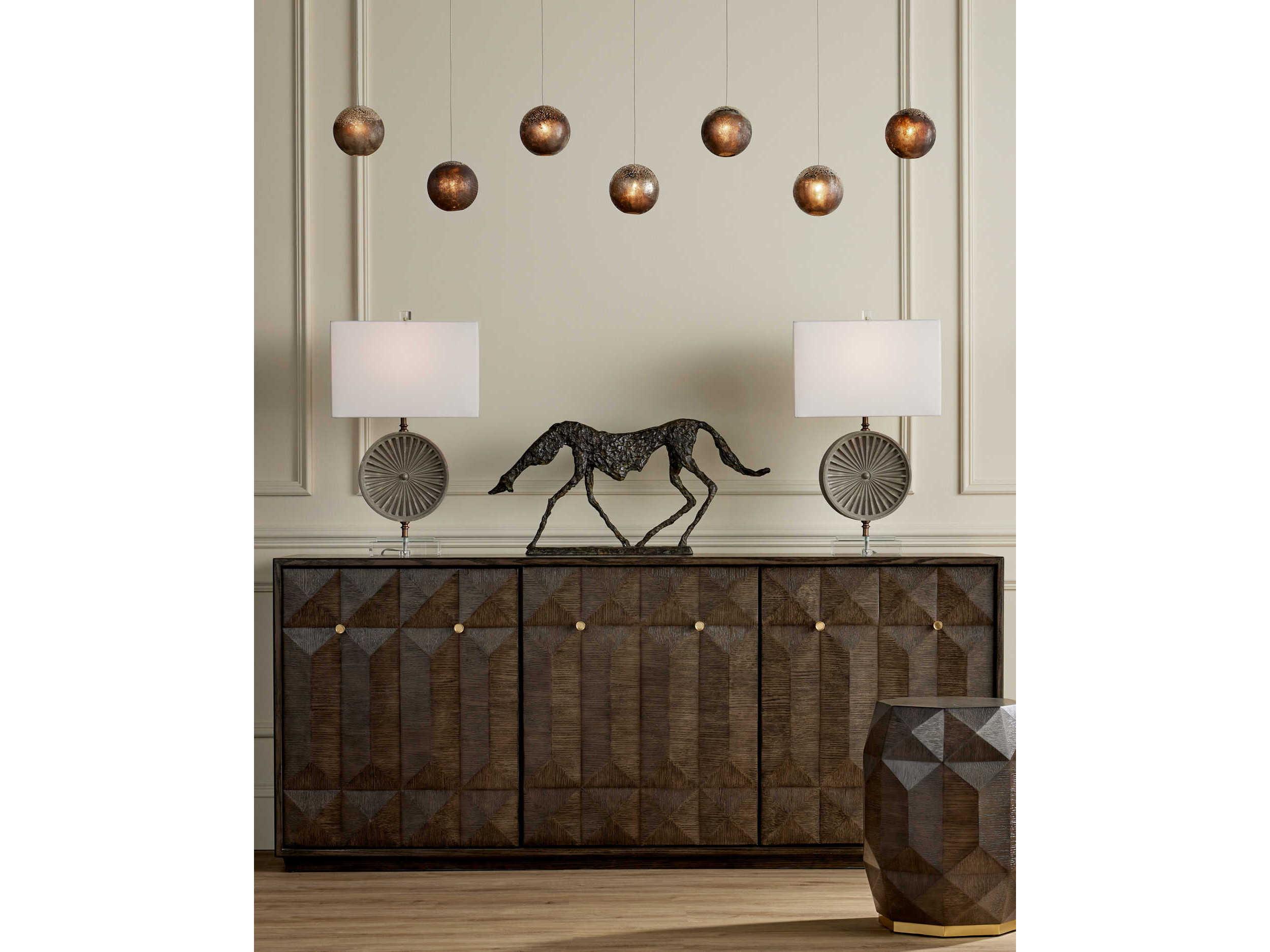 Currey & Company Pathos 7-Light Black Glass Globe Tiered Island Pendant