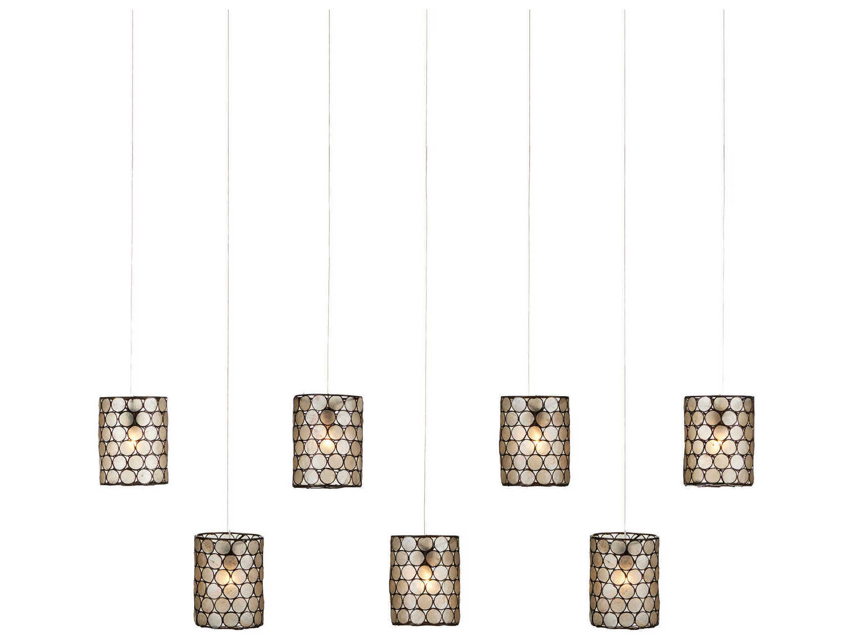 Currey & Company Regatta 7-Light Cupertino Silver Black Cylinder Island Pendant