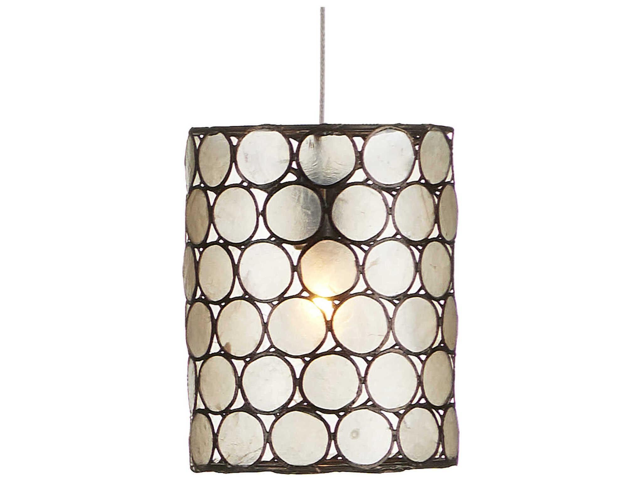 Currey & Company Regatta 7-Light Cupertino Silver Black Cylinder Island Pendant