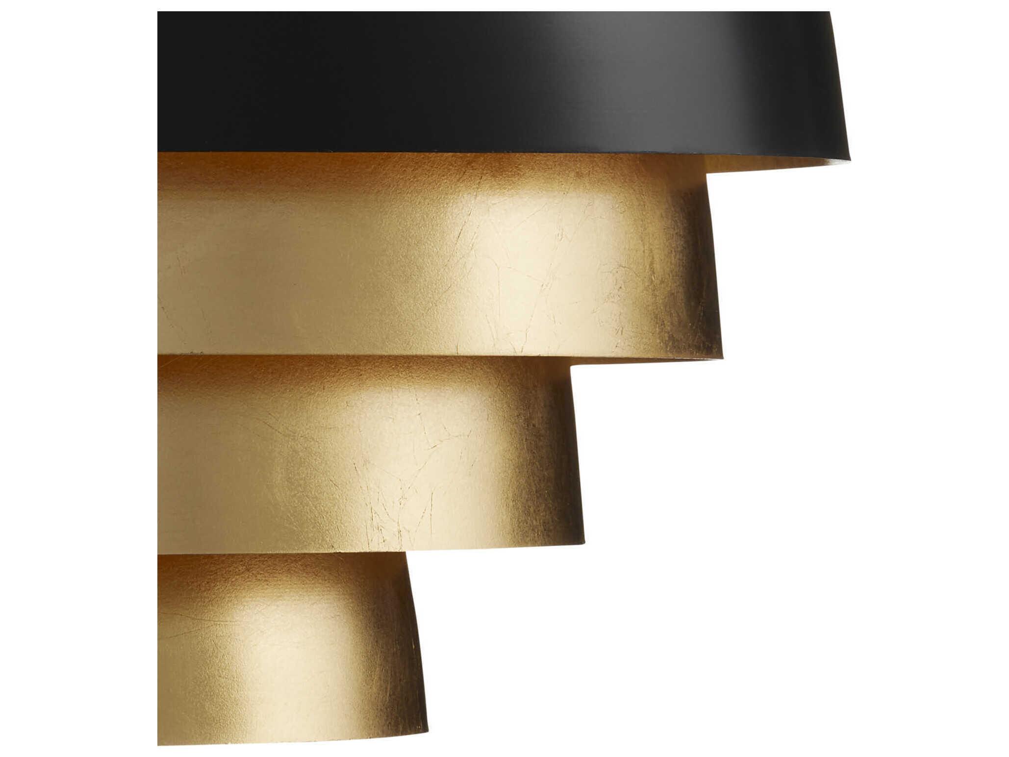 Currey & Company Salviati 3-Light Black Gold Leaf Dome Tiered Pendant