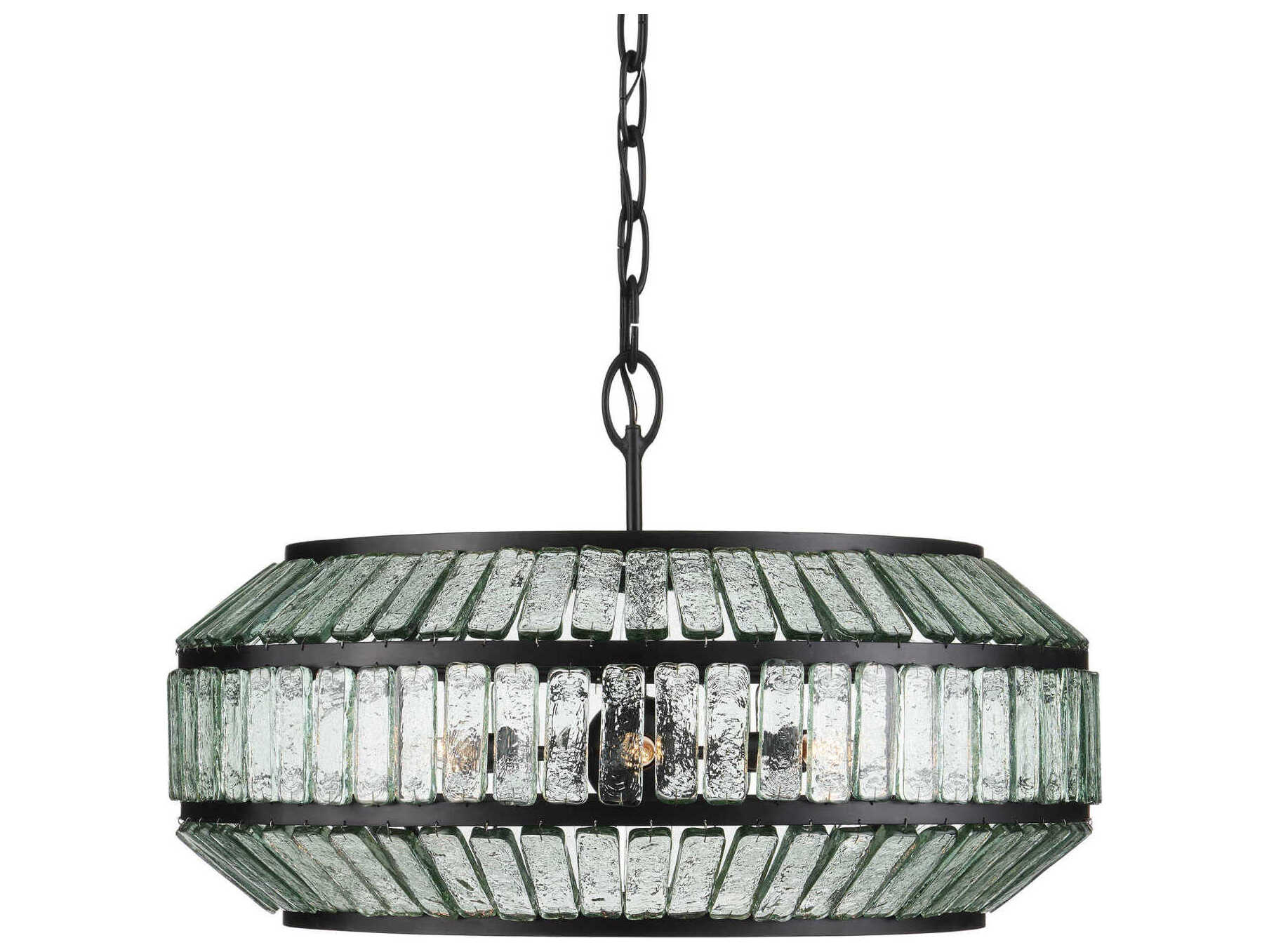 Currey & Company Centurion 6-Light Satin Black Clear Glass Linear Chandelier