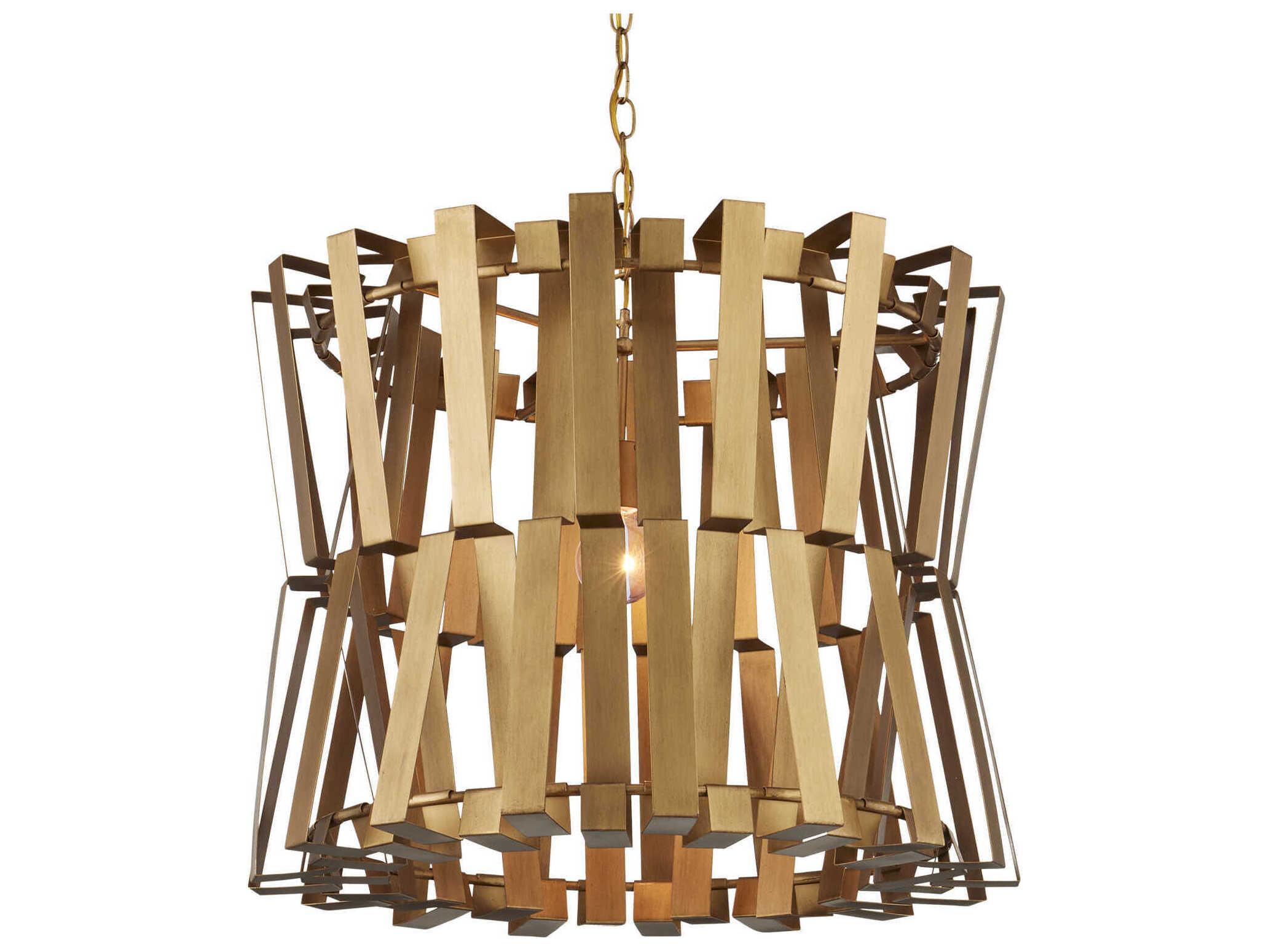 Currey & Company Chaconne 1-Light Brass Geometric Chandelier