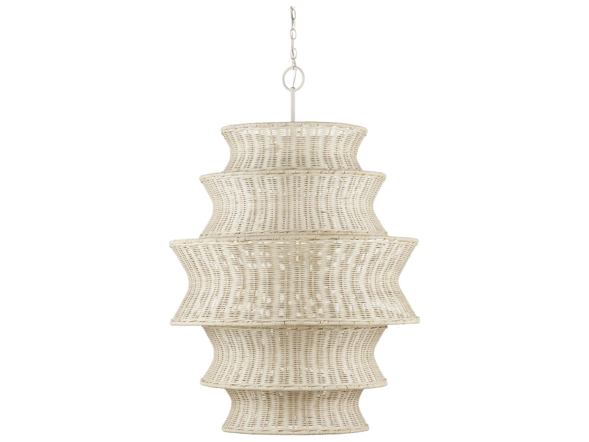 Currey & Company Phebe 9-Light Bleached Natural Vanilla White Tiered Chandelier