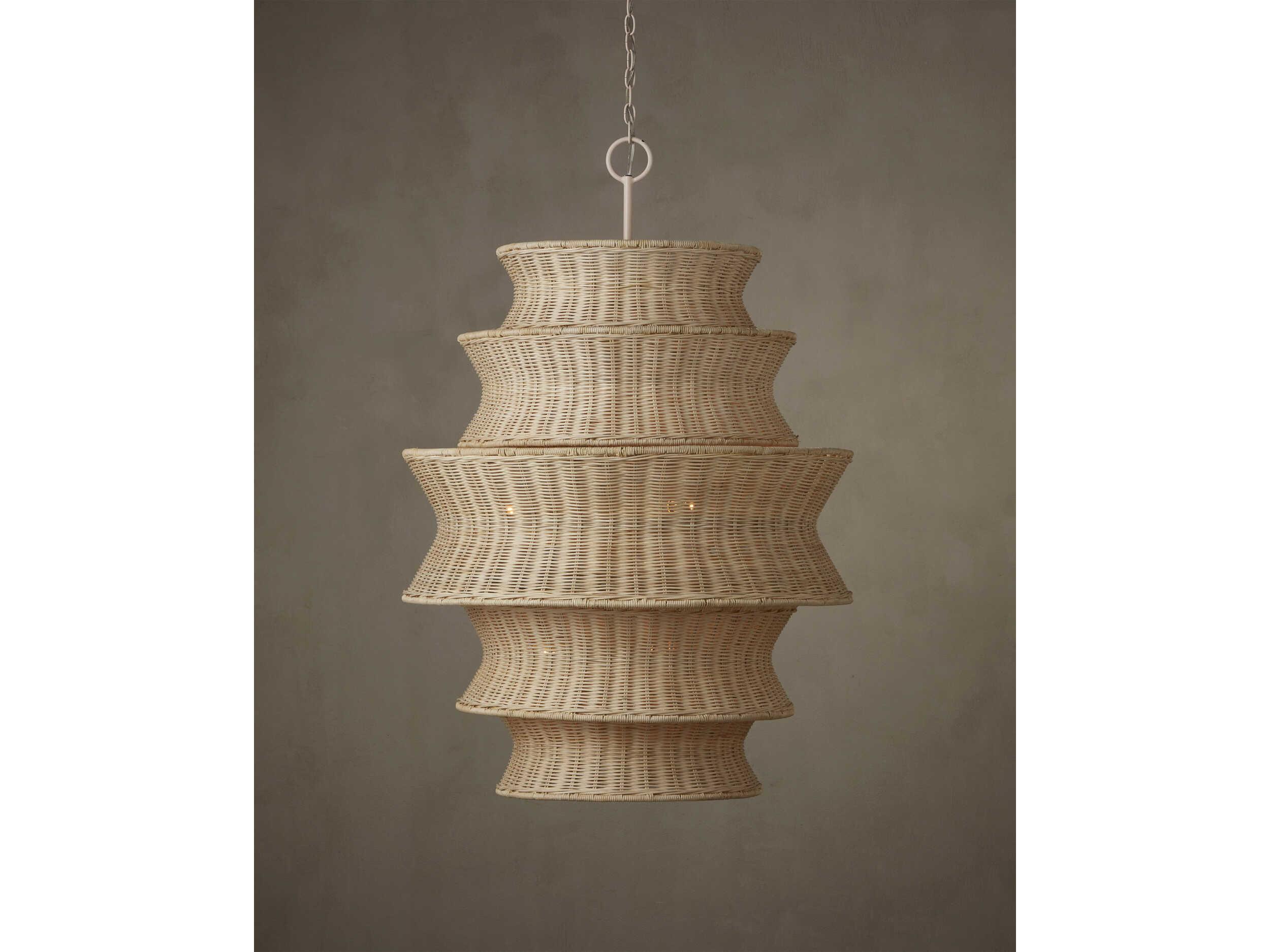 Currey & Company Phebe 9-Light Bleached Natural Vanilla White Tiered Chandelier