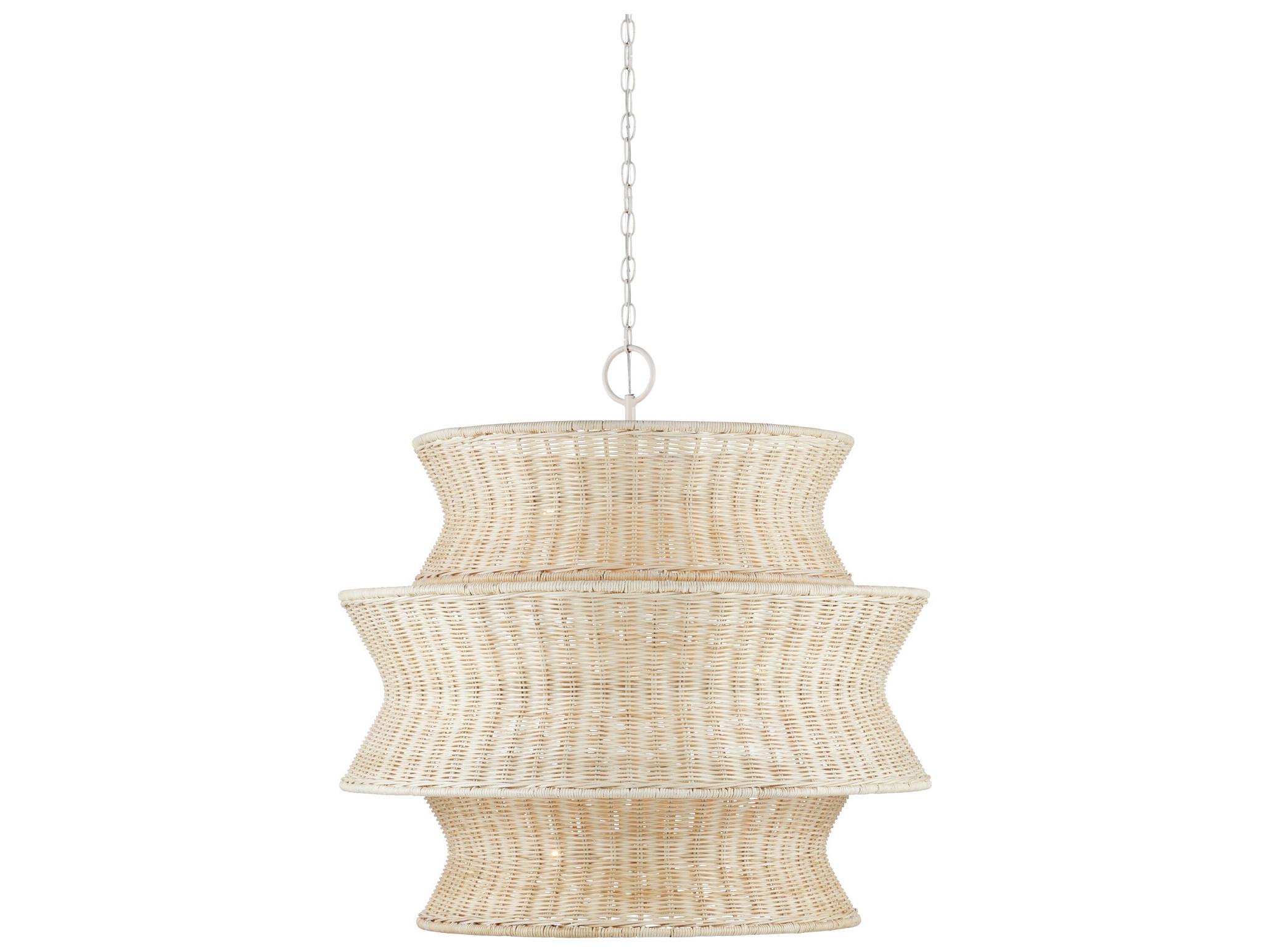 Currey & Company Phebe 9-Light Bleached Natural Vanilla White Geometric Chandelier