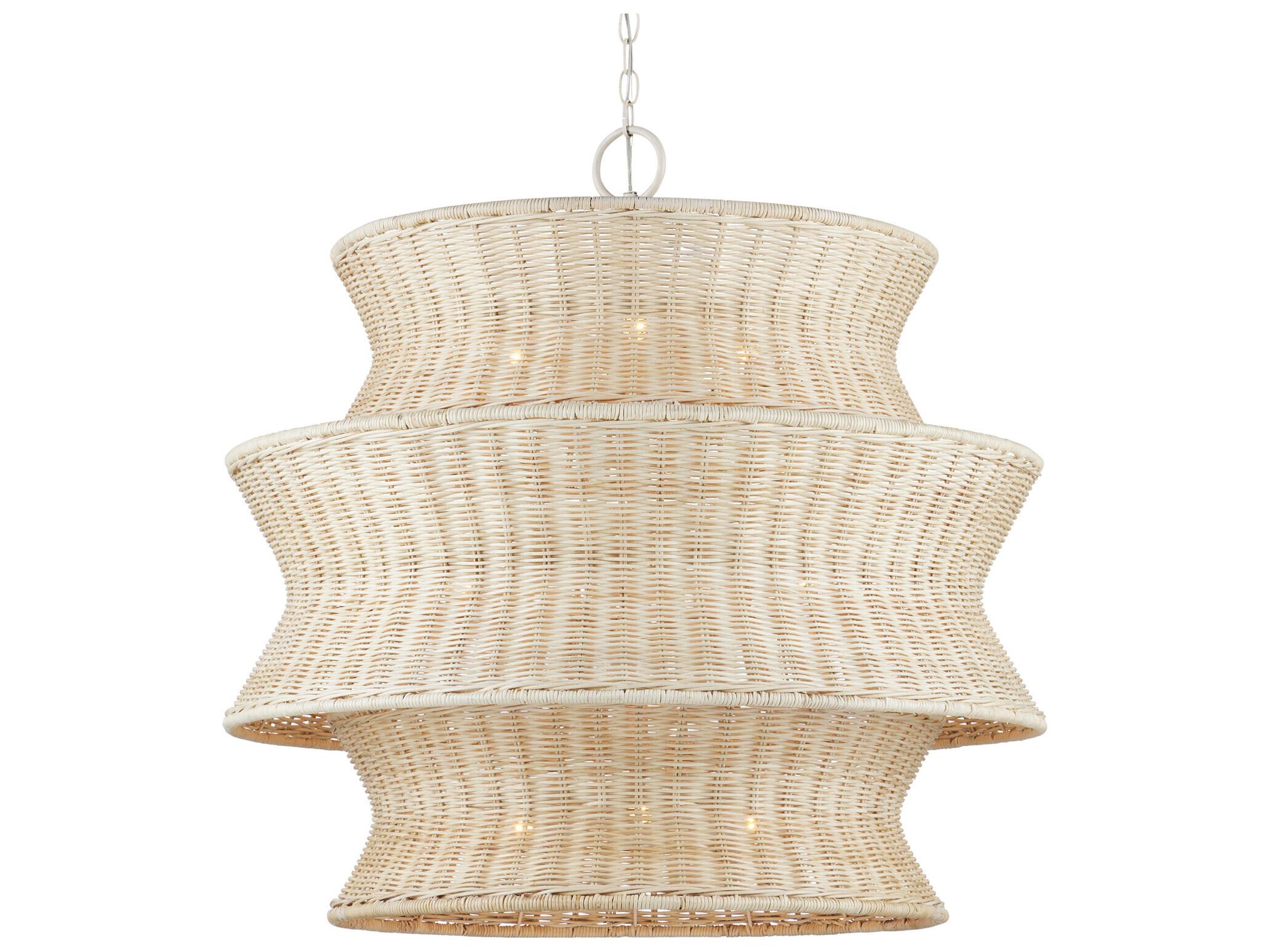 Currey & Company Phebe 9-Light Bleached Natural Vanilla White Geometric Chandelier