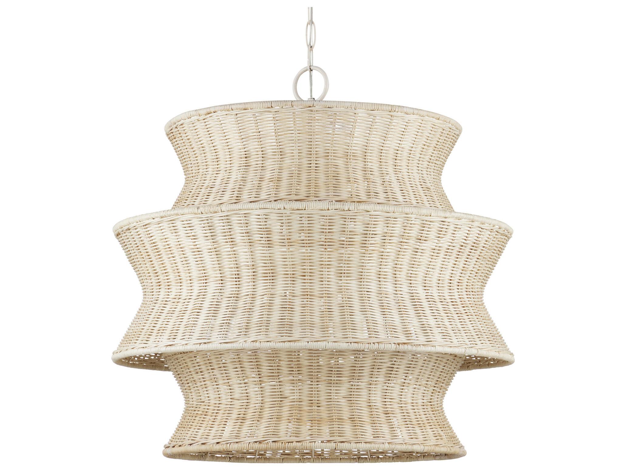 Currey & Company Phebe 9-Light Bleached Natural Vanilla White Geometric Chandelier