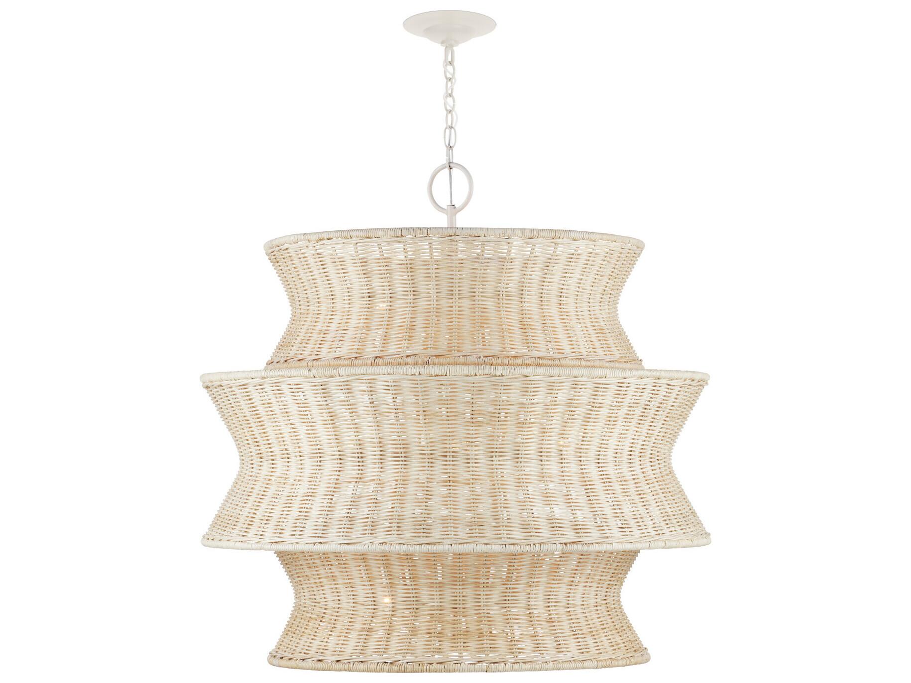 Currey & Company Phebe 9-Light Bleached Natural Vanilla White Geometric Chandelier