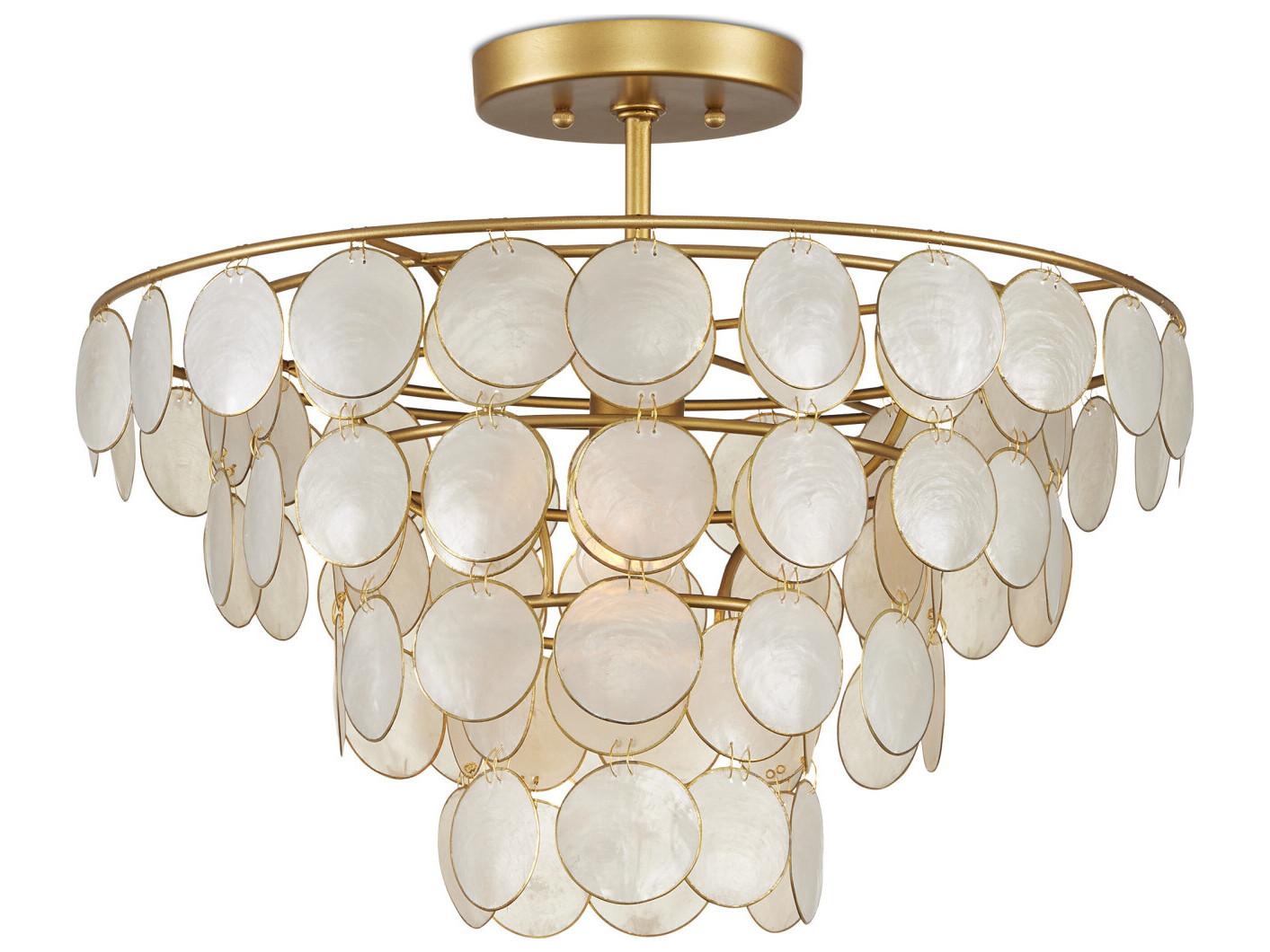 Currey & Company Bon Vivant 1-Light Natural Gold Tiered Semi Flush Mount