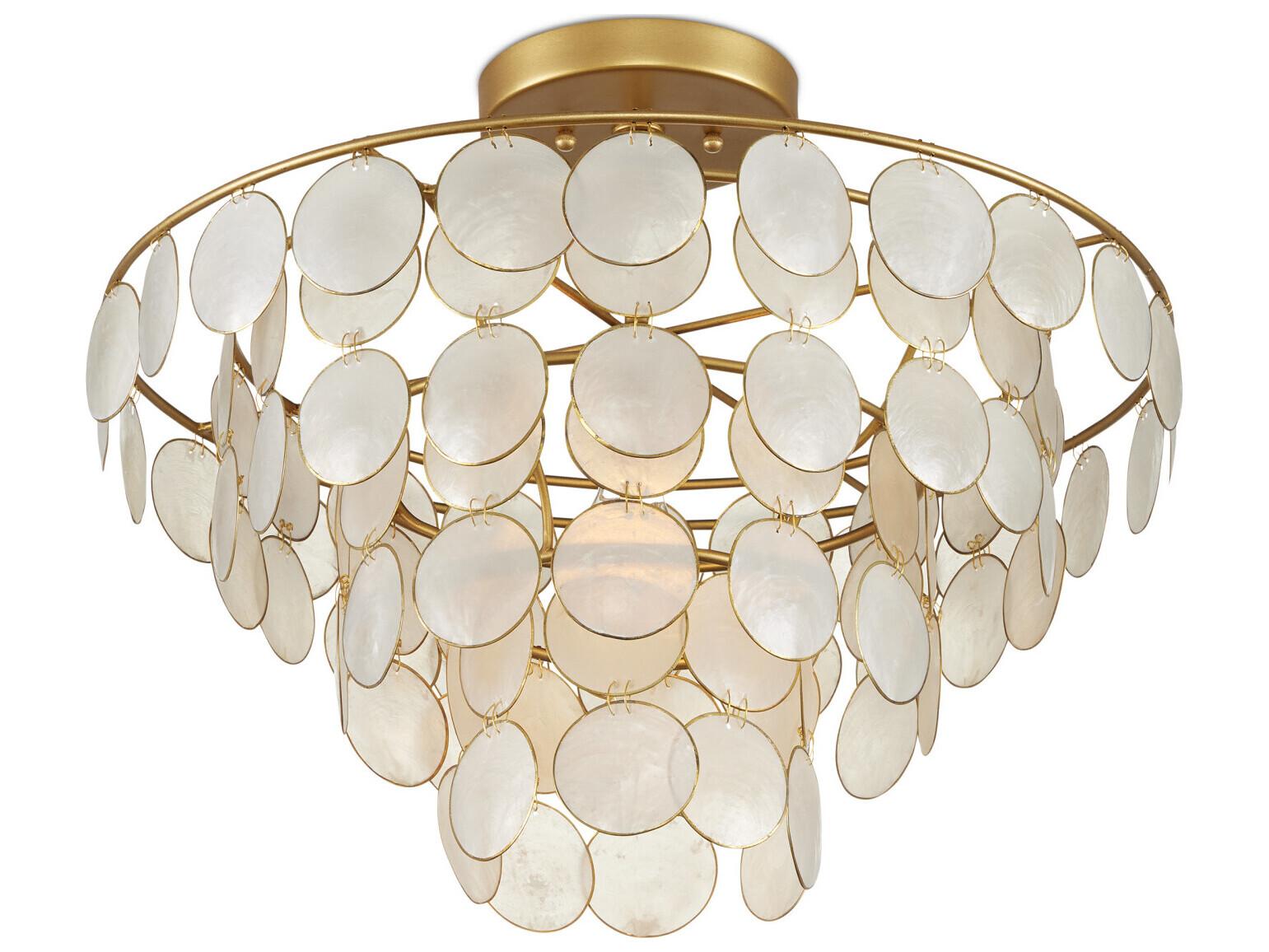 Currey & Company Bon Vivant 1-Light Natural Gold Tiered Semi Flush Mount
