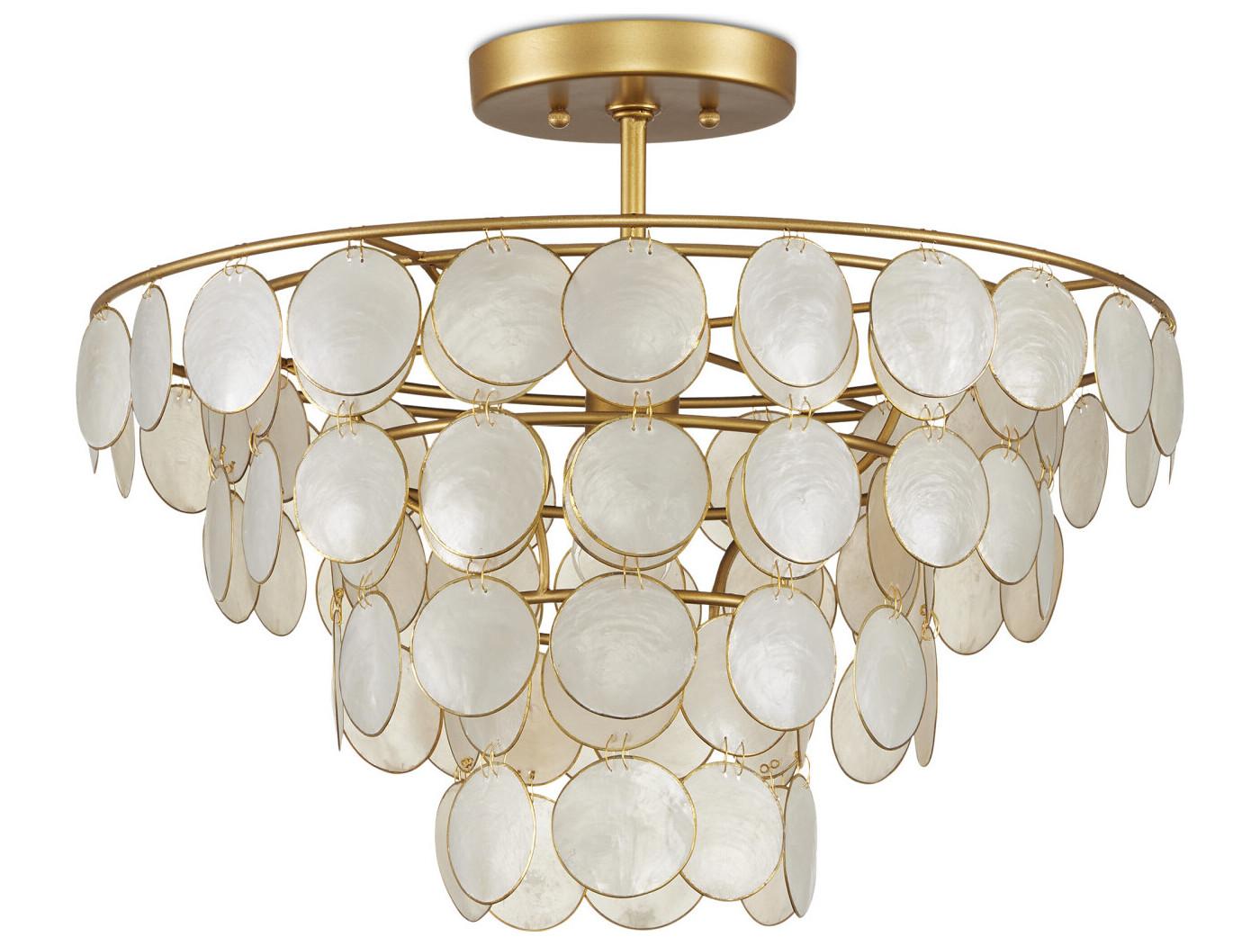 Currey & Company Bon Vivant 1-Light Natural Gold Tiered Semi Flush Mount