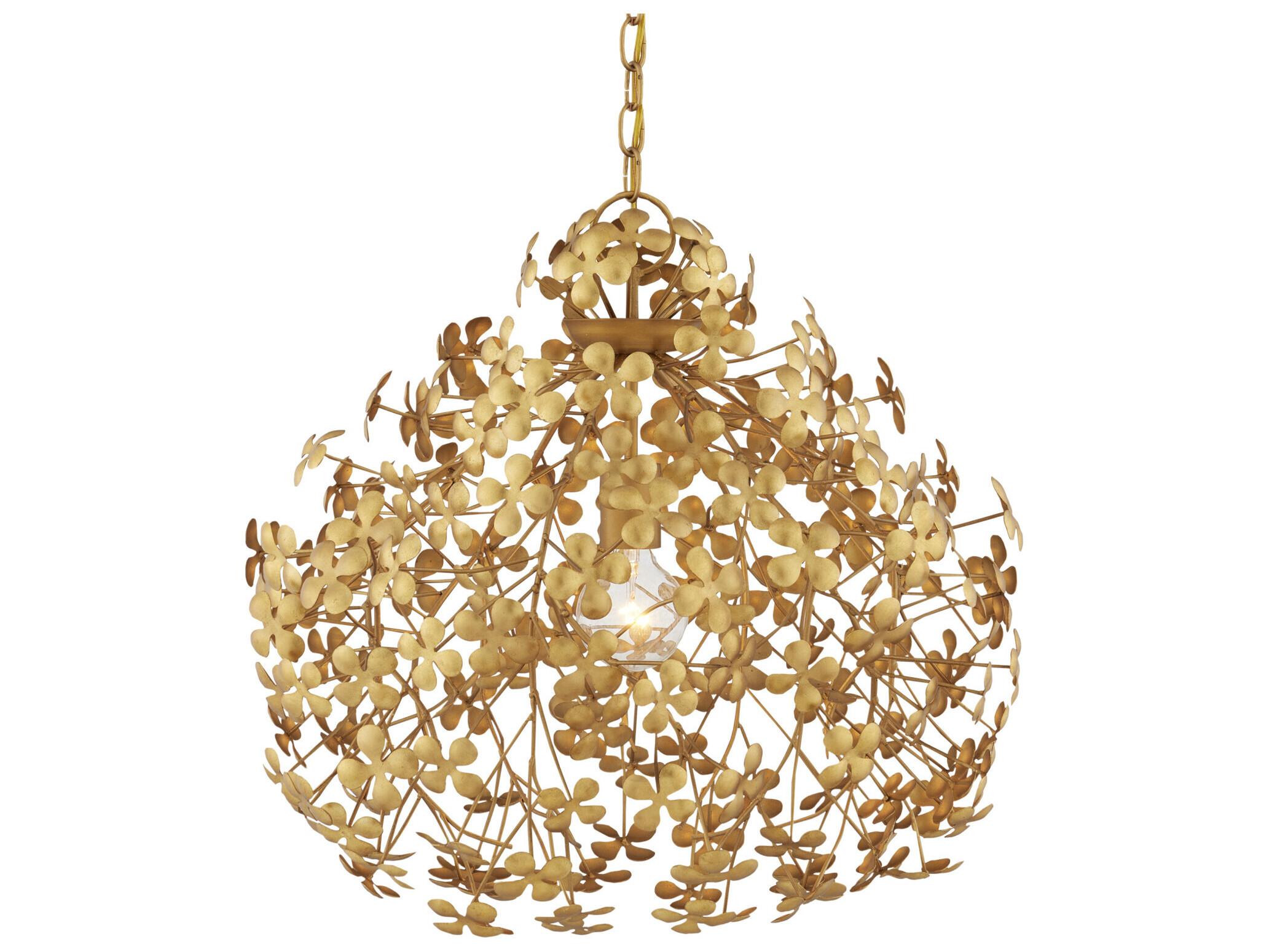 Currey & Company Cloverfield 1-Light Contemporary Gold Leaf Pendant