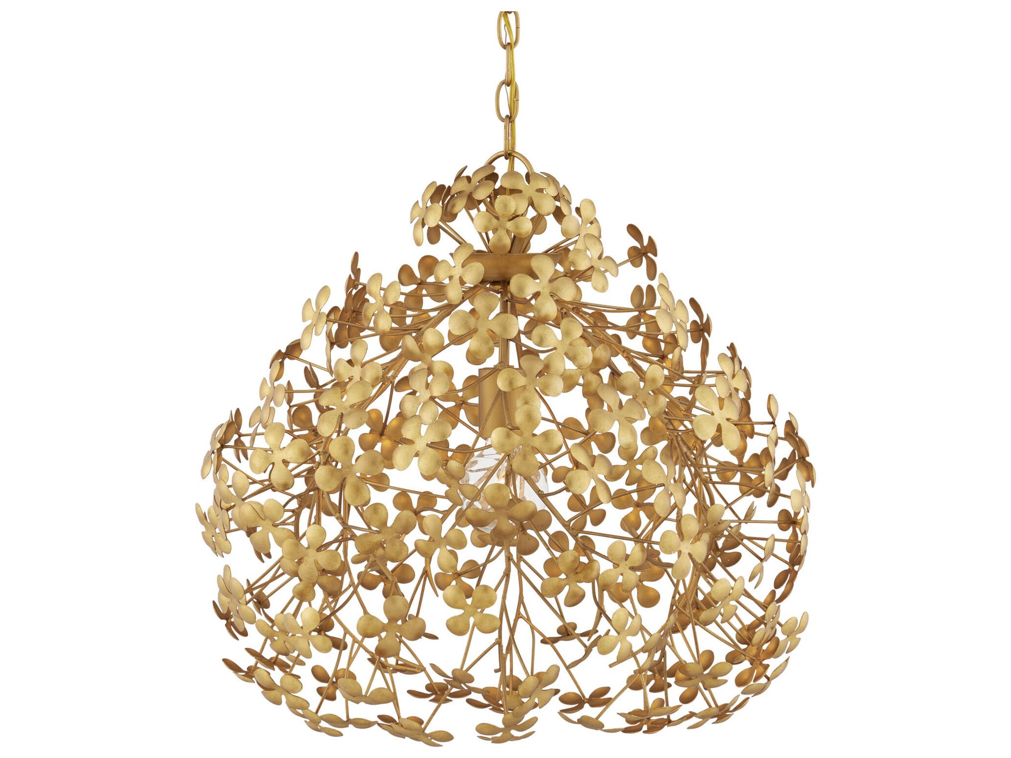 Currey & Company Cloverfield 1-Light Contemporary Gold Leaf Pendant