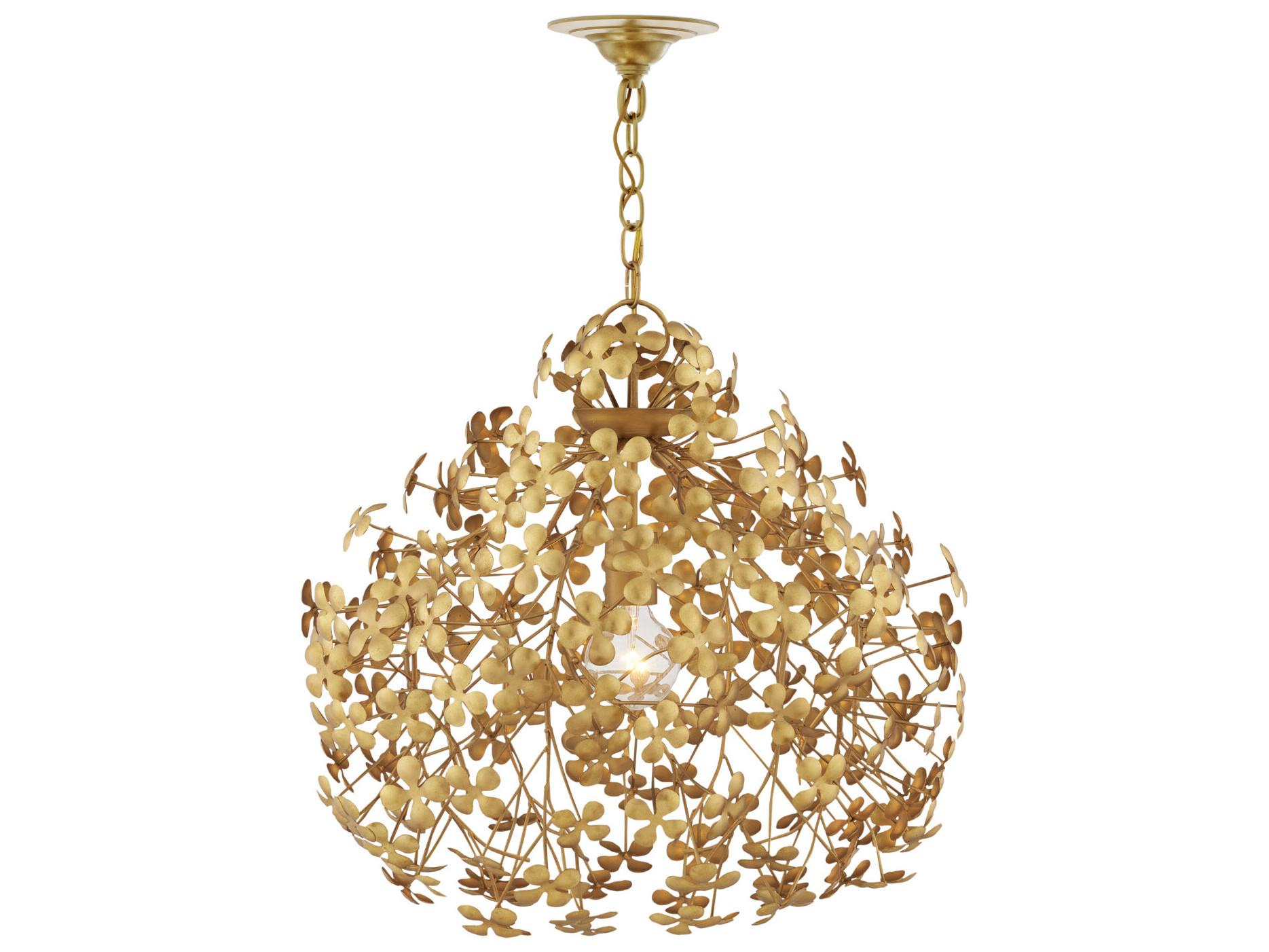 Currey & Company Cloverfield 1-Light Contemporary Gold Leaf Pendant
