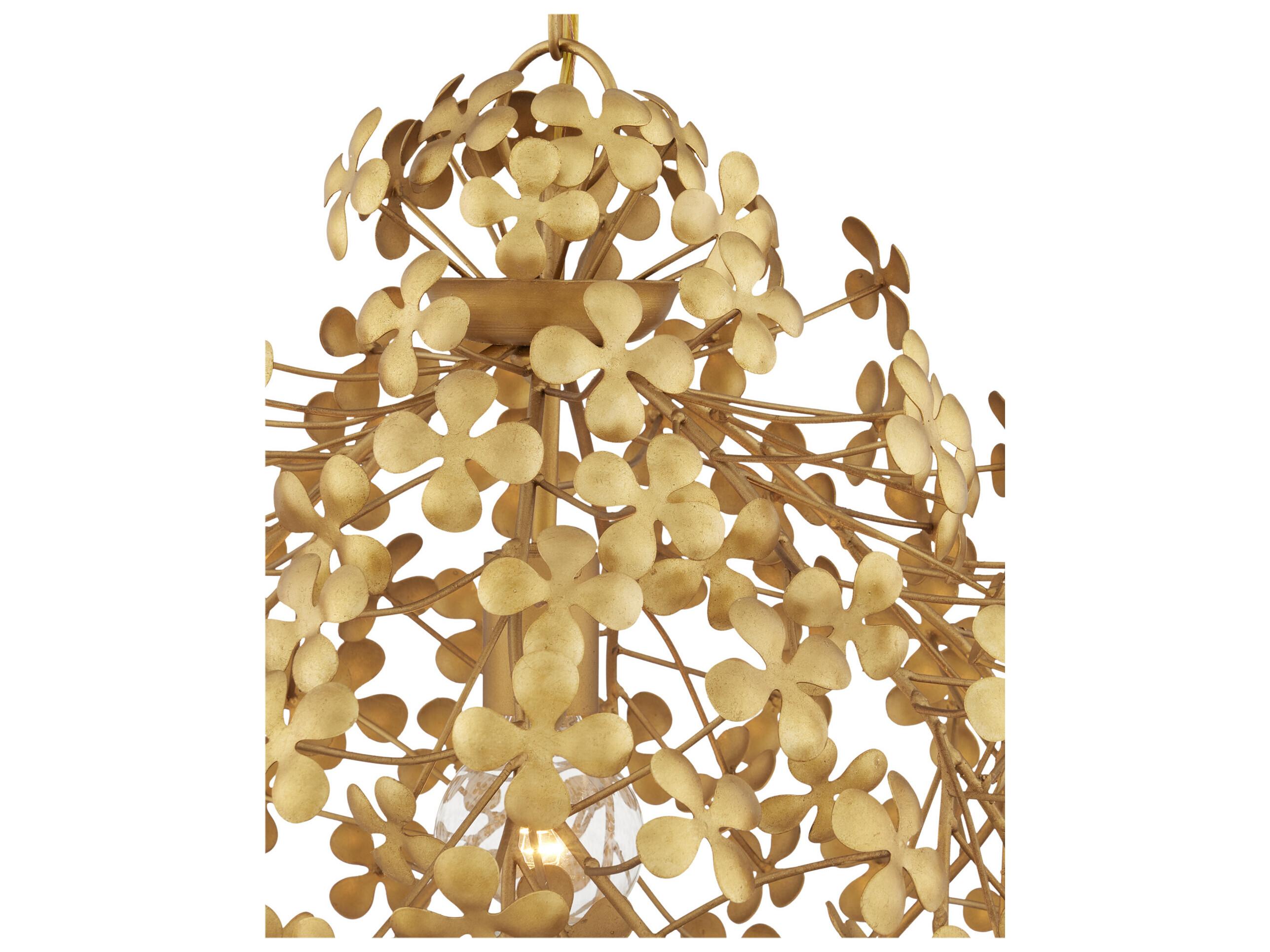 Currey & Company Cloverfield 1-Light Contemporary Gold Leaf Pendant