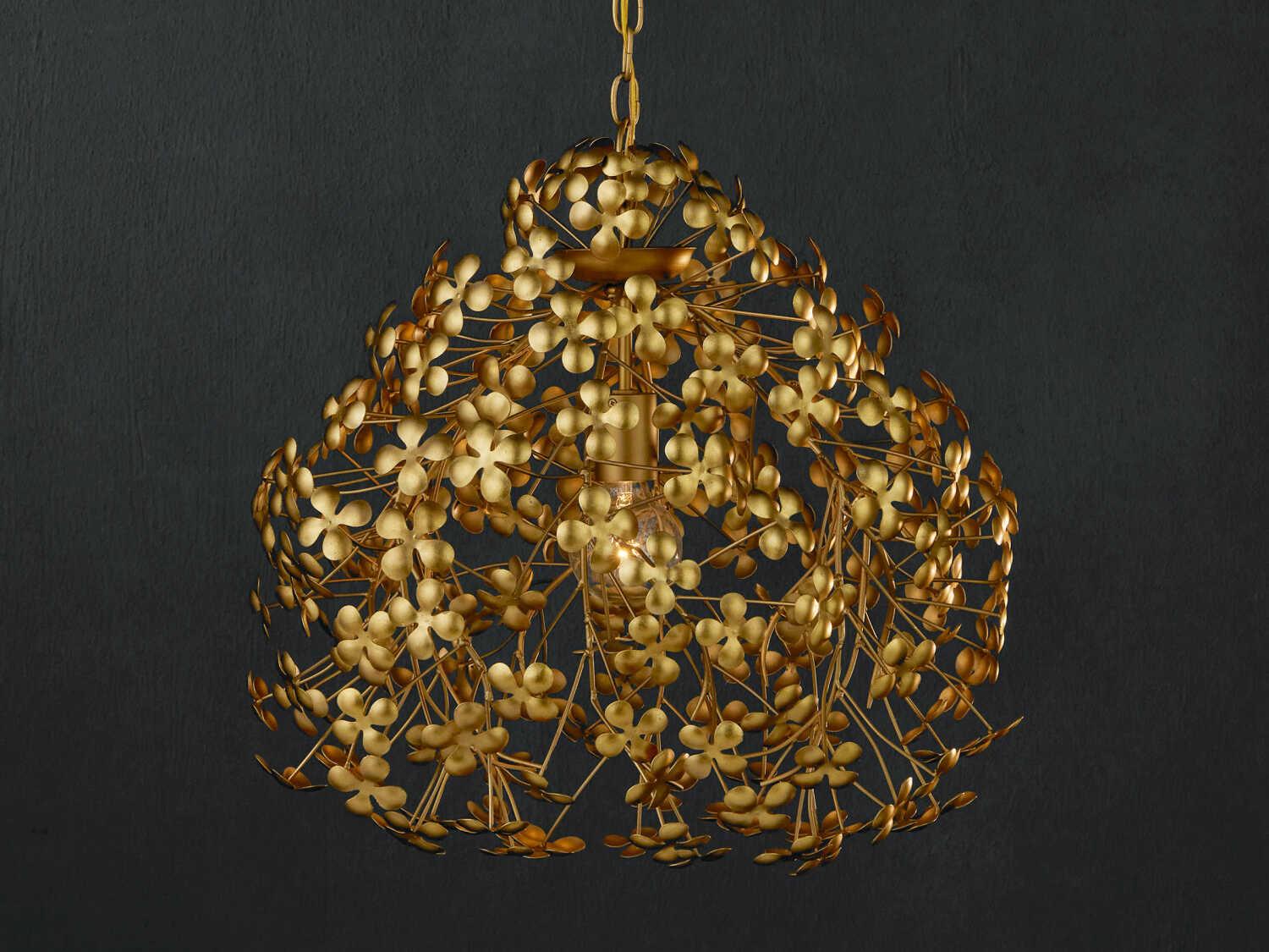 Currey & Company Cloverfield 1-Light Contemporary Gold Leaf Pendant