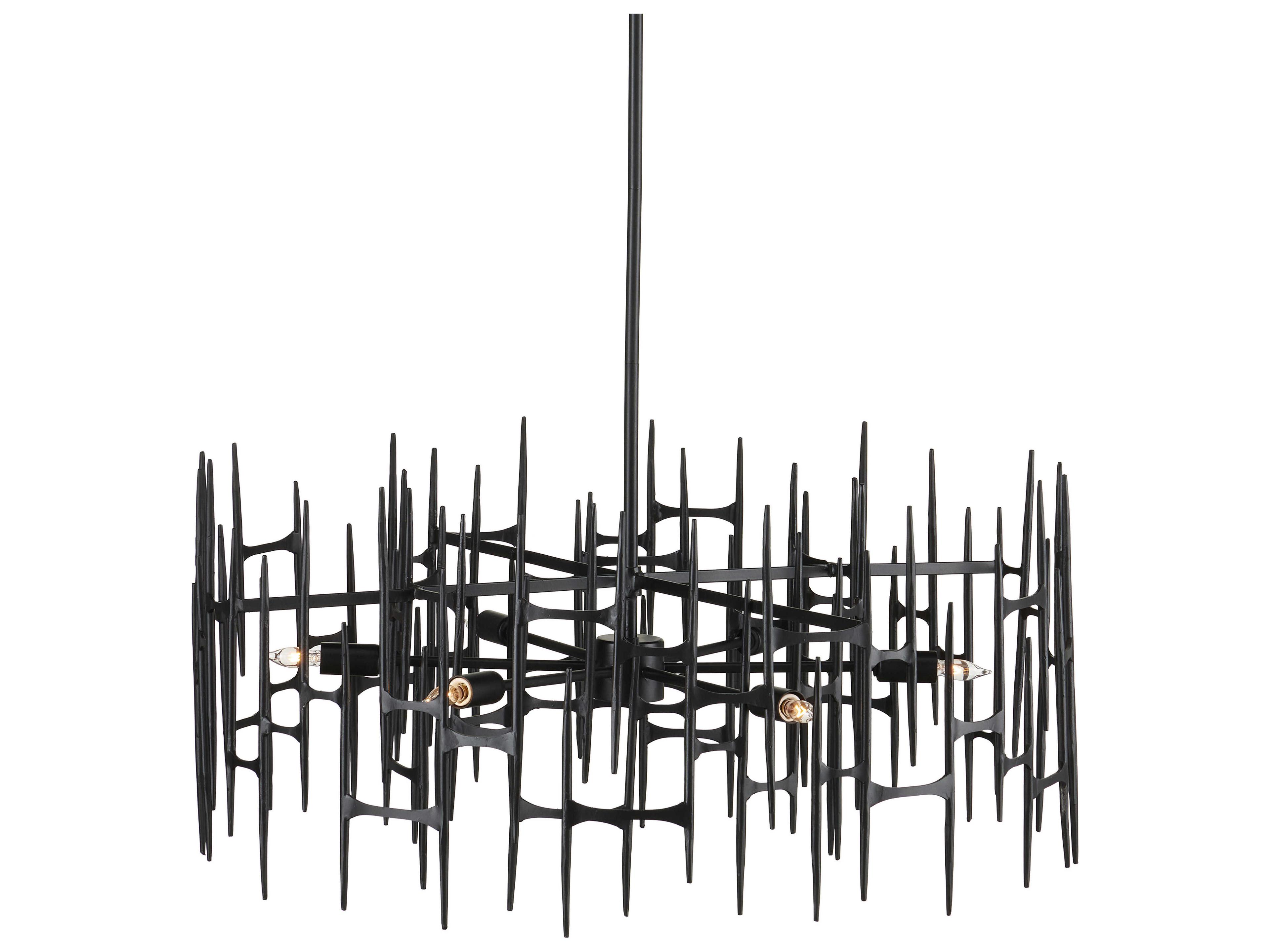 Currey & Company Attingham 6-Light Satin Black Chandelier
