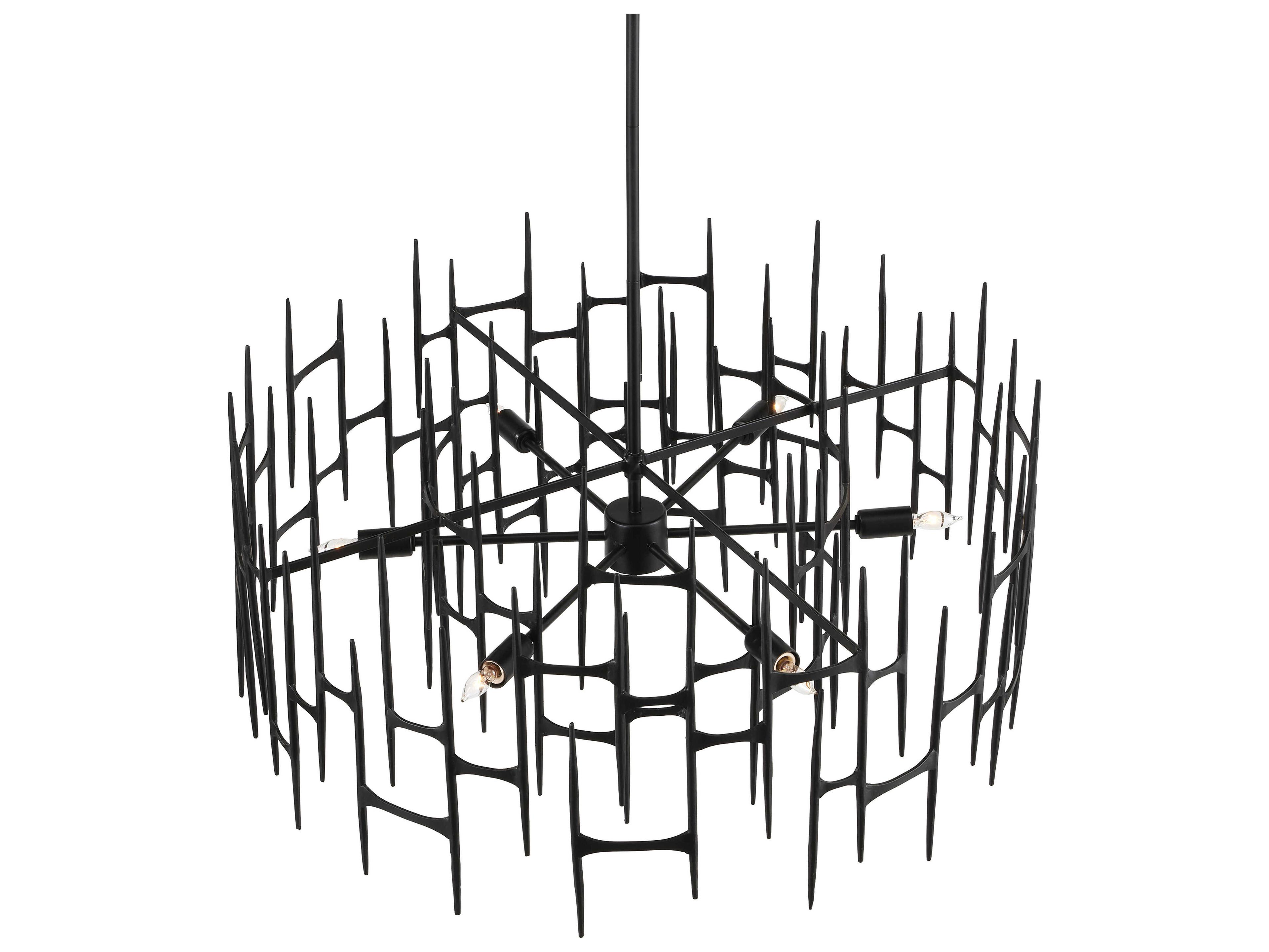 Currey & Company Attingham 6-Light Satin Black Chandelier