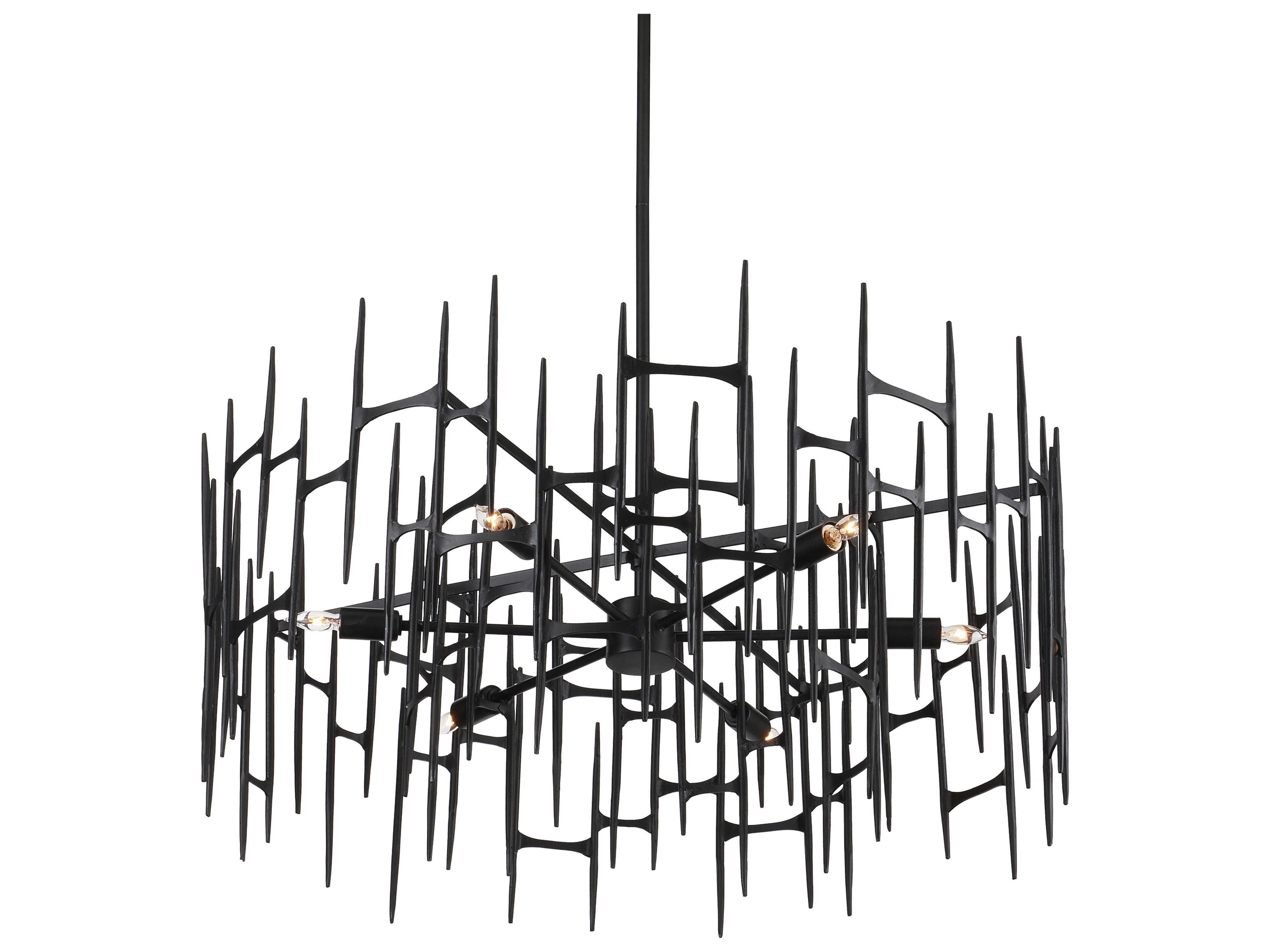 Currey & Company Attingham 6-Light Satin Black Chandelier