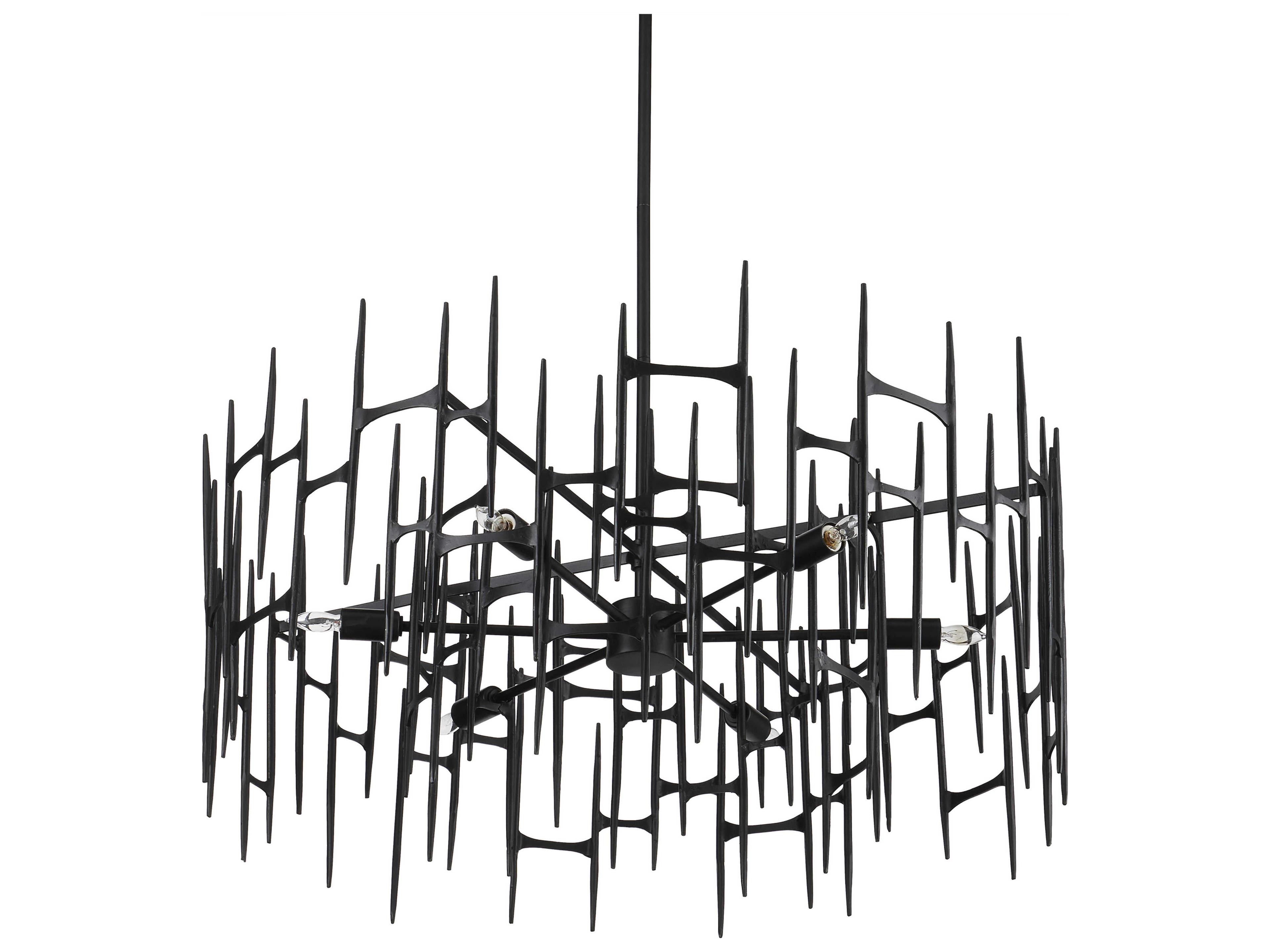 Currey & Company Attingham 6-Light Satin Black Chandelier
