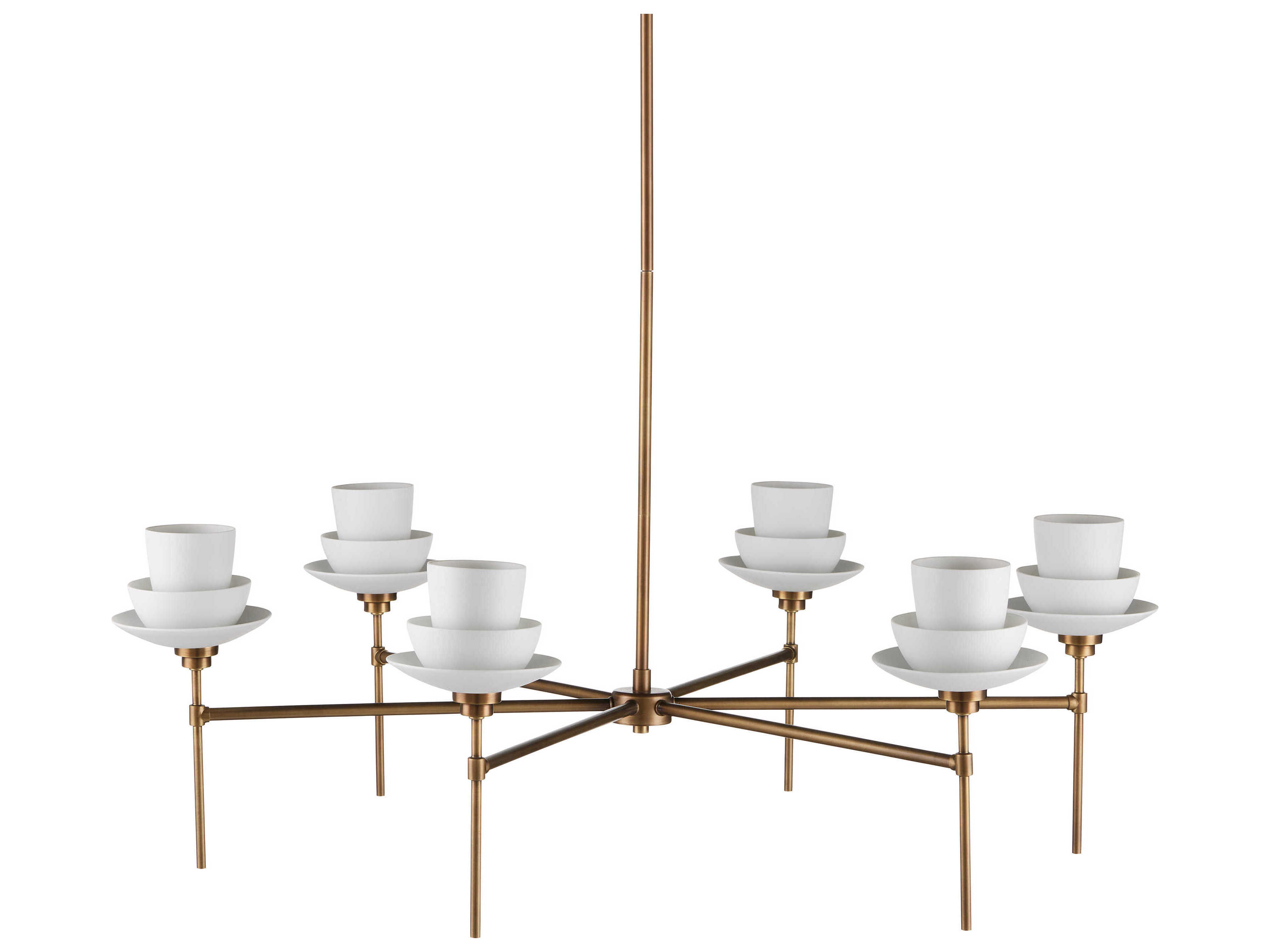 Currey & Company Etiquette 6-Light Antique Brass White Chandelier