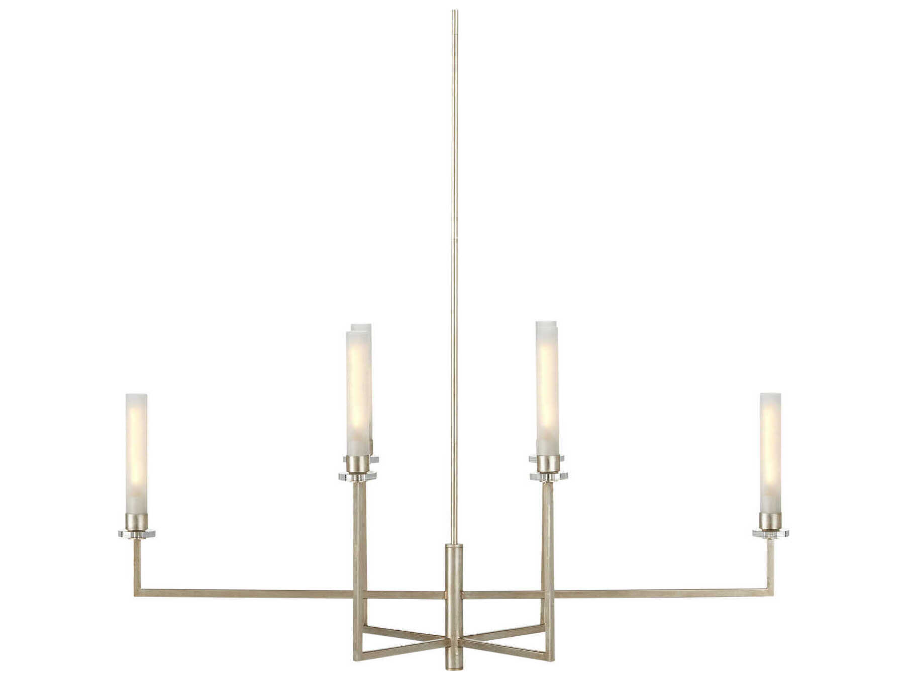 Currey & Company Courante 6-Light Champagne Frosted White Silver Glass Cylinder Island Pendant