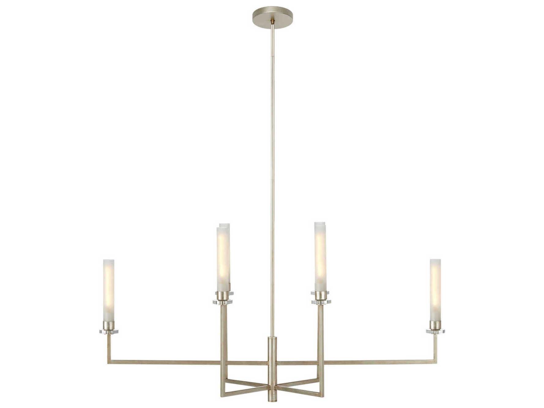 Currey & Company Courante 6-Light Champagne Frosted White Silver Glass Cylinder Island Pendant