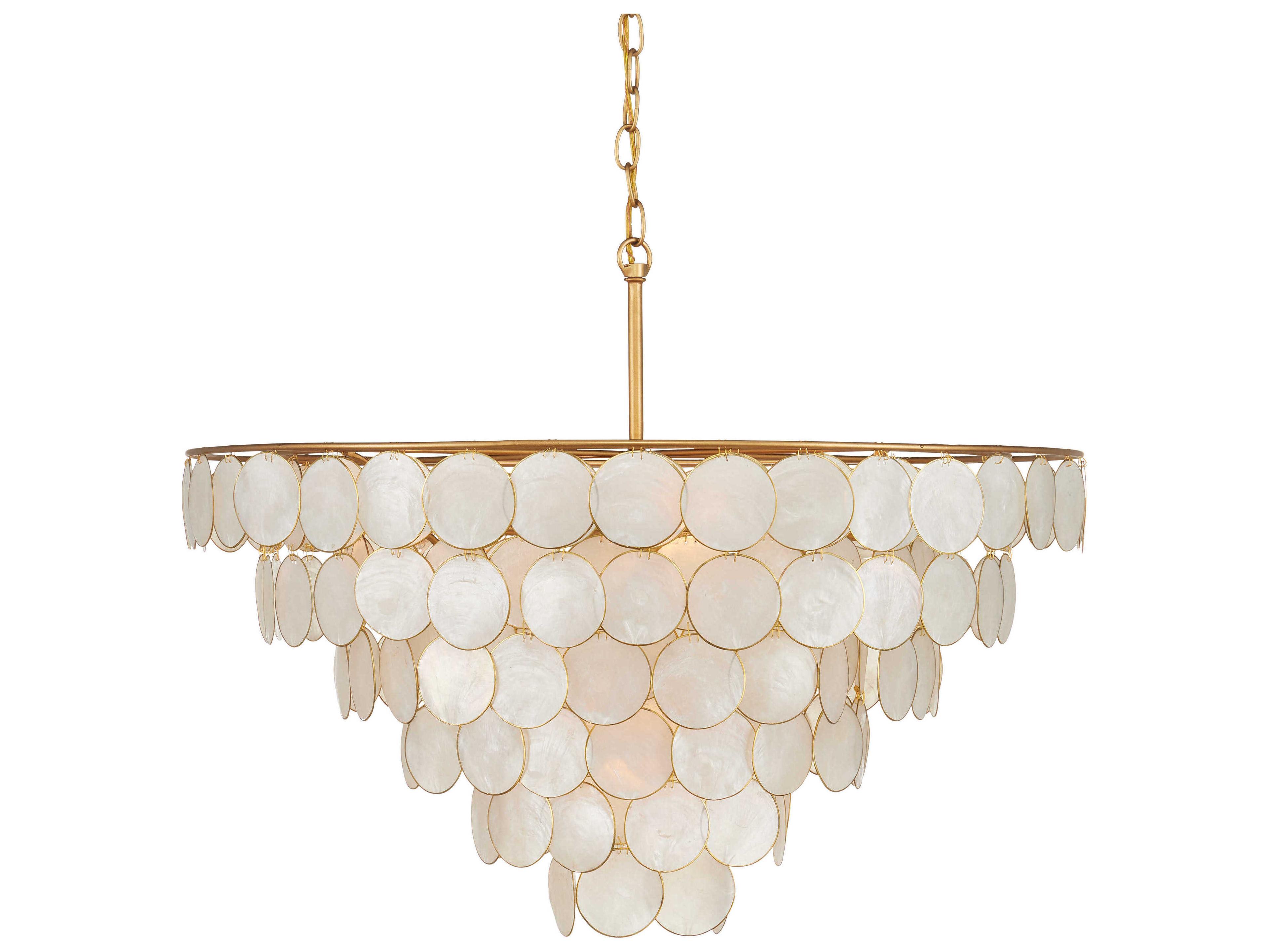 Currey & Company Bon Vivant 5-Light Natural Contemporary Gold Tiered Semi Flush Mount