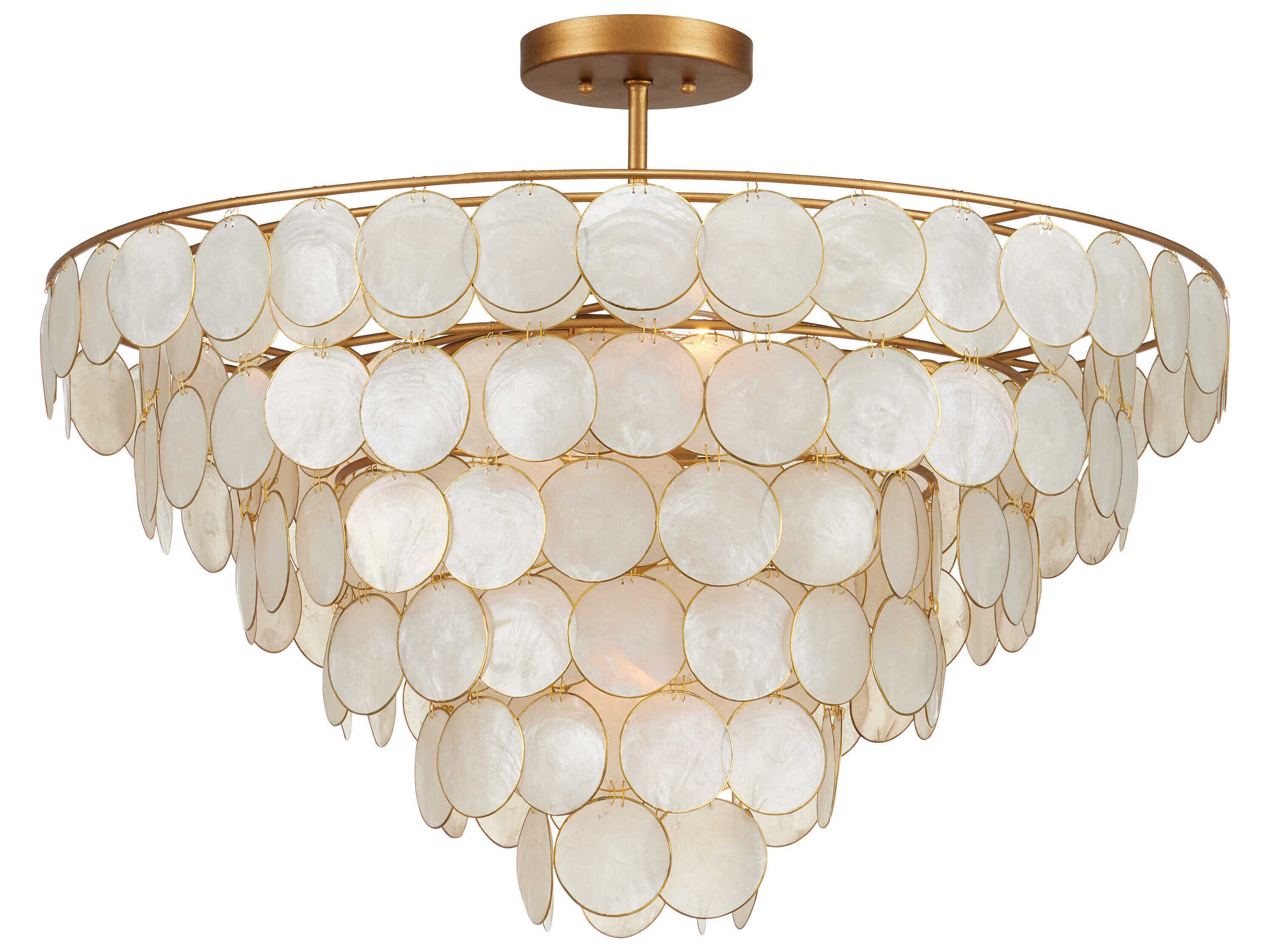 Currey & Company Bon Vivant 5-Light Natural Contemporary Gold Tiered Semi Flush Mount