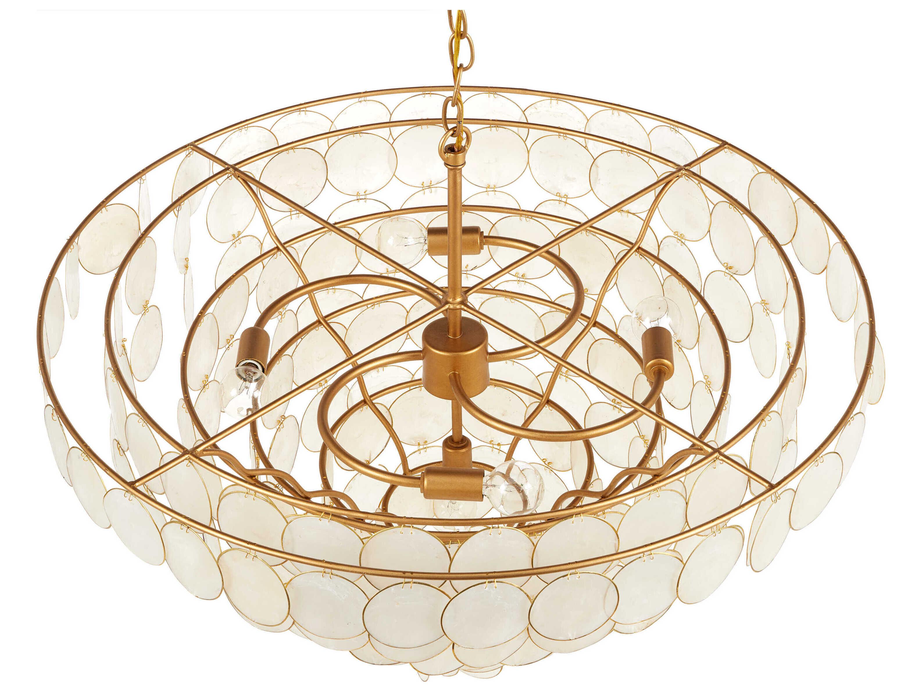 Currey & Company Bon Vivant 5-Light Natural Contemporary Gold Tiered Semi Flush Mount