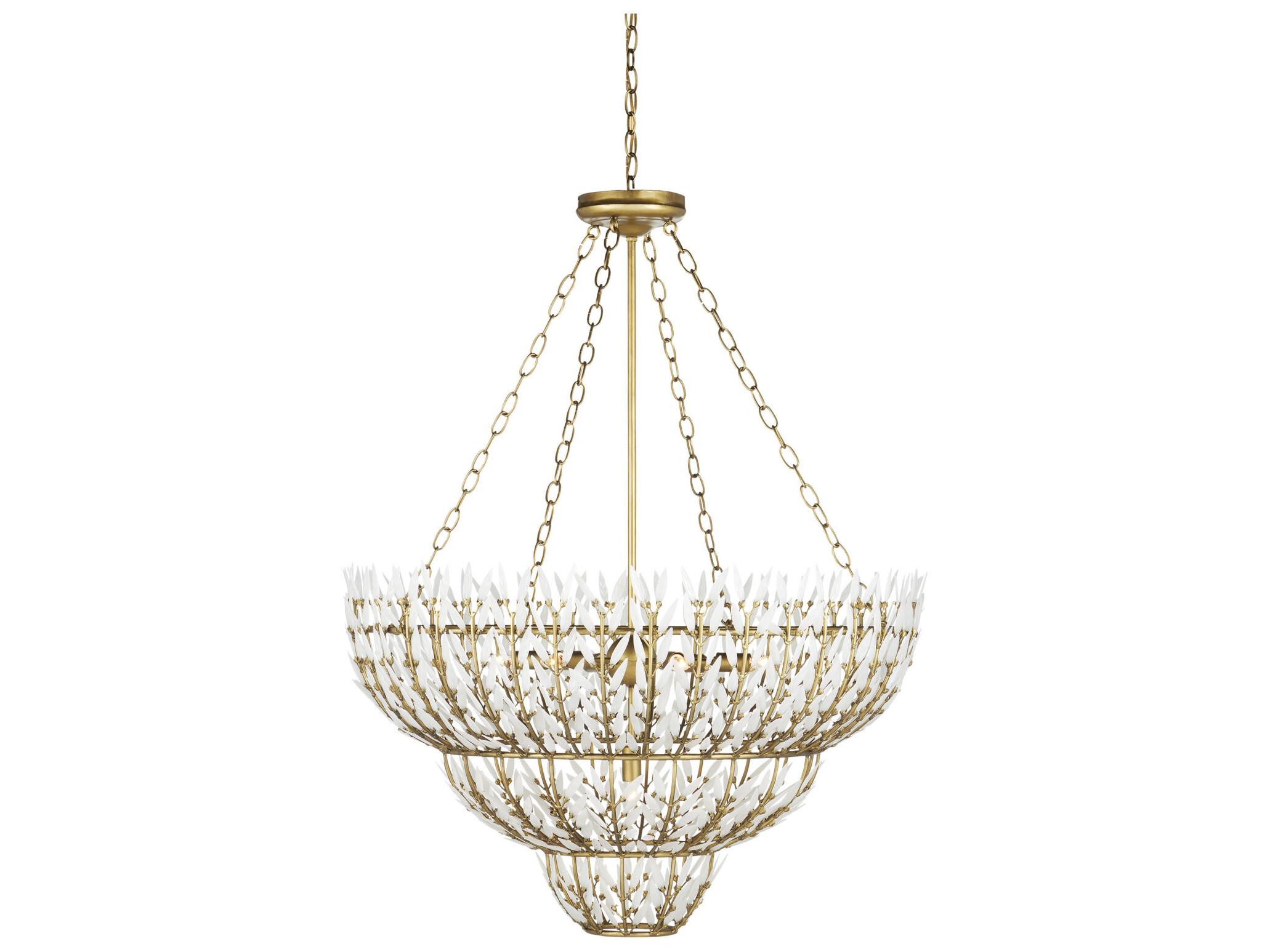 Currey & Company Magnum Opus 7-Light Brass White Glass Chandelier