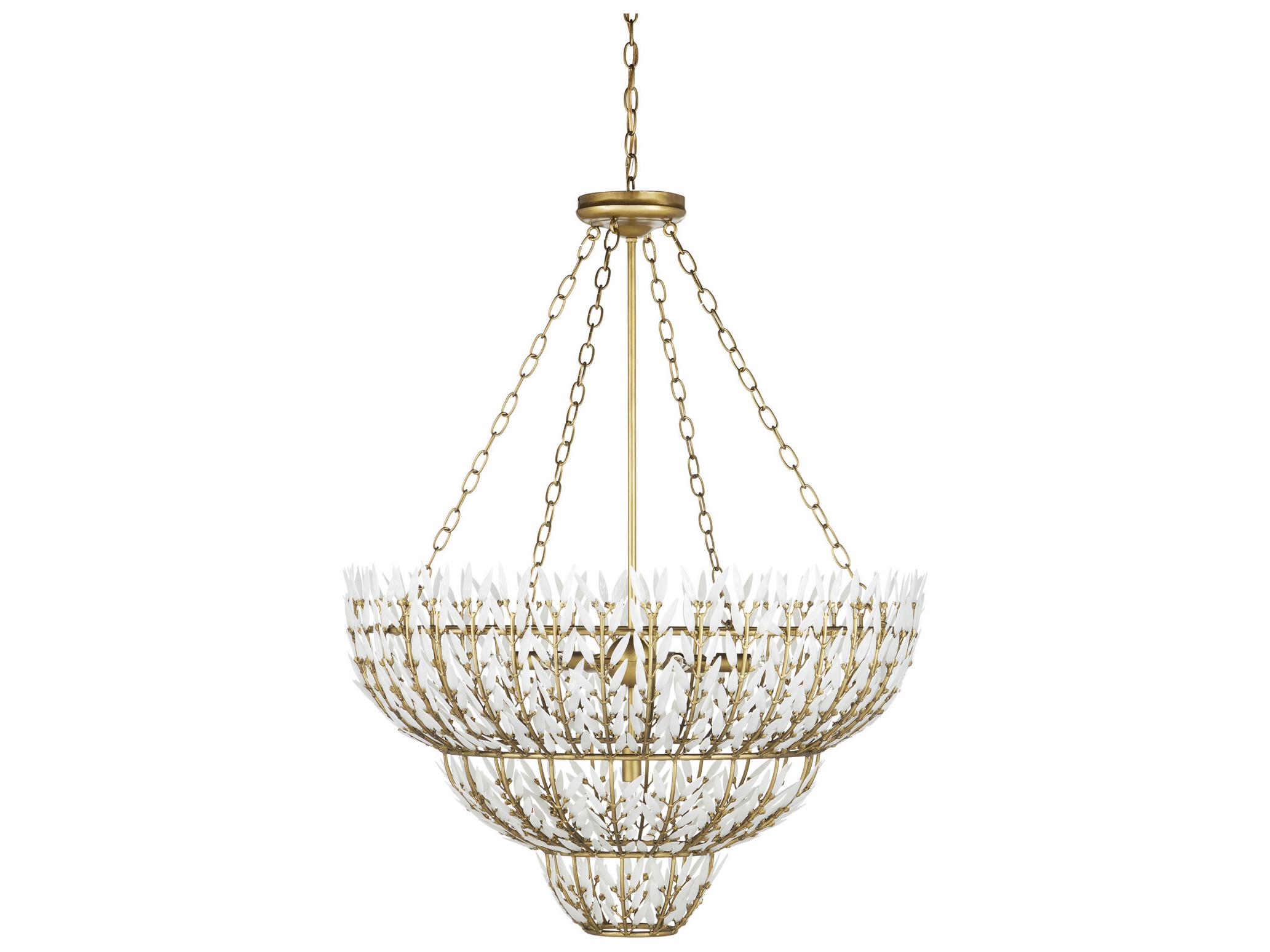 Currey & Company Magnum Opus 7-Light Brass White Glass Chandelier